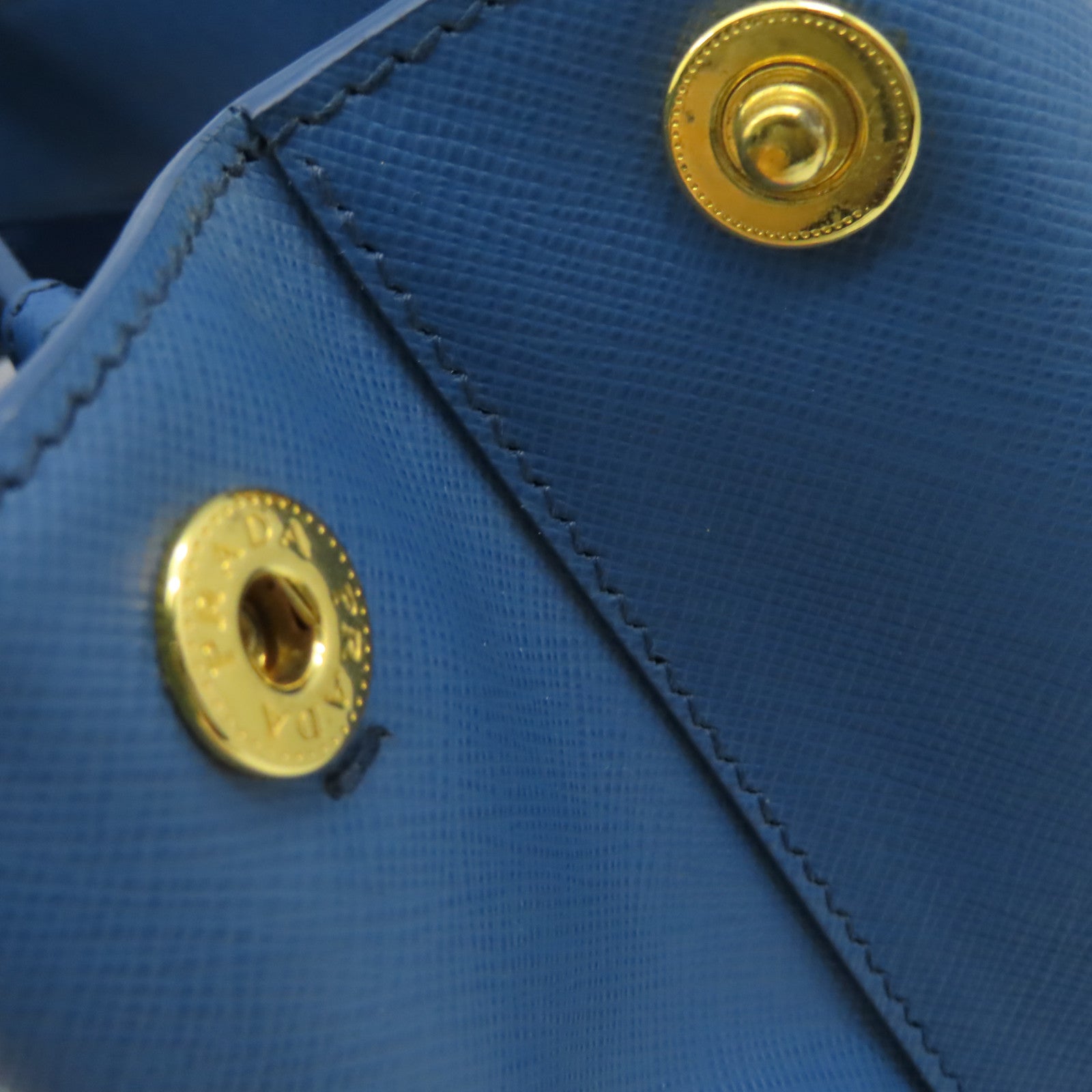 PRADA Saffiano Lux皮革Galleria 2Way Shoulder Bag金扣手挽肩背兩用袋藍色