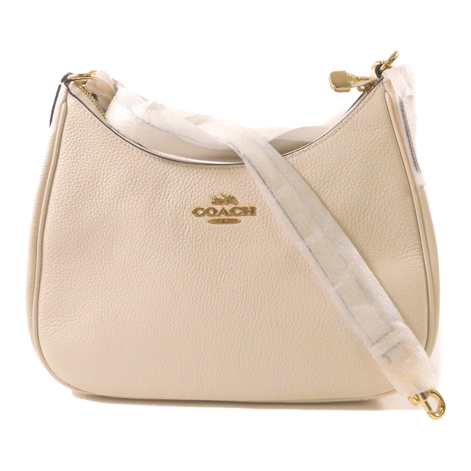 COACH GHW Shoulder Bag Calfskin Leather