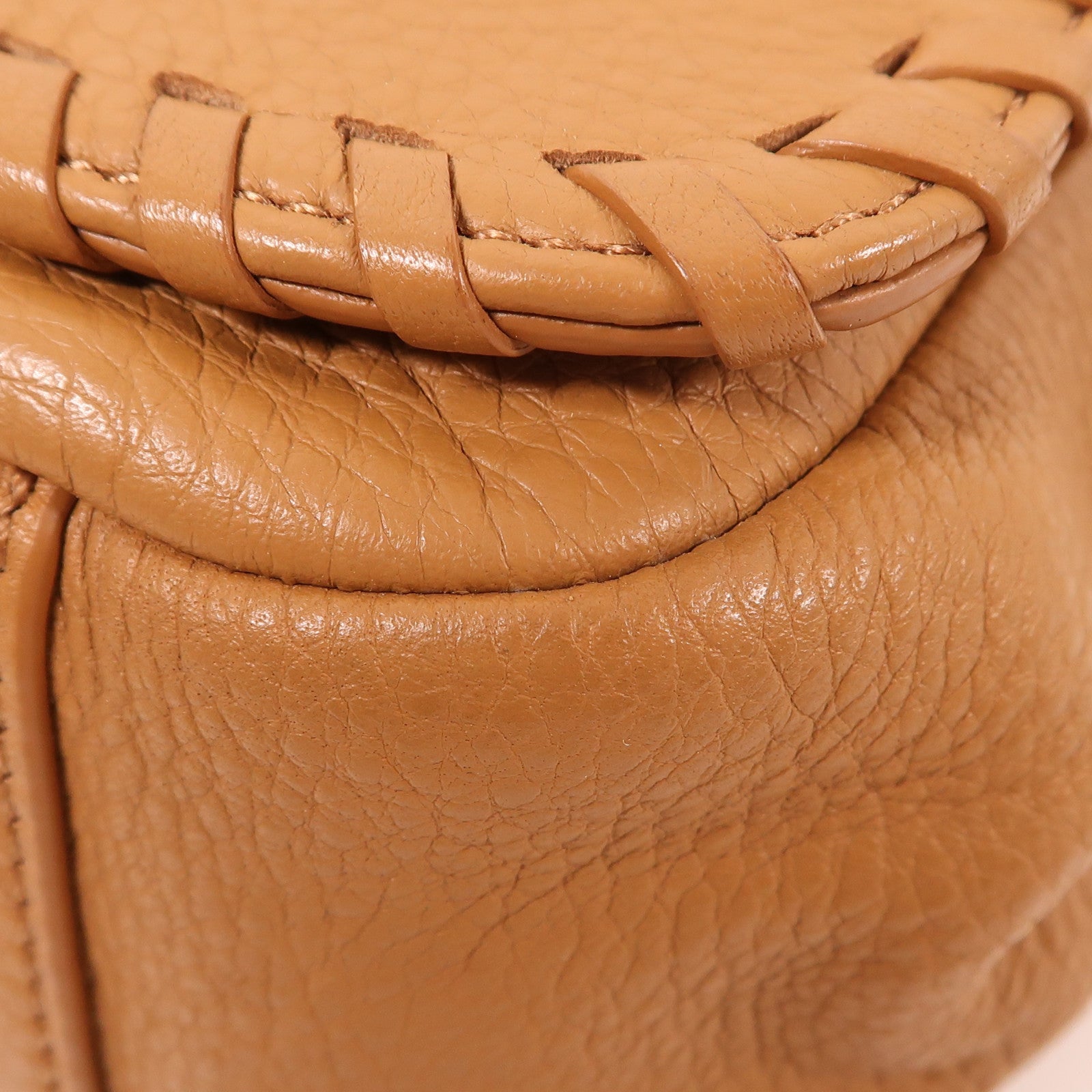 Tory Burch GHW Shoulder Bag Calfskin Leather Brown