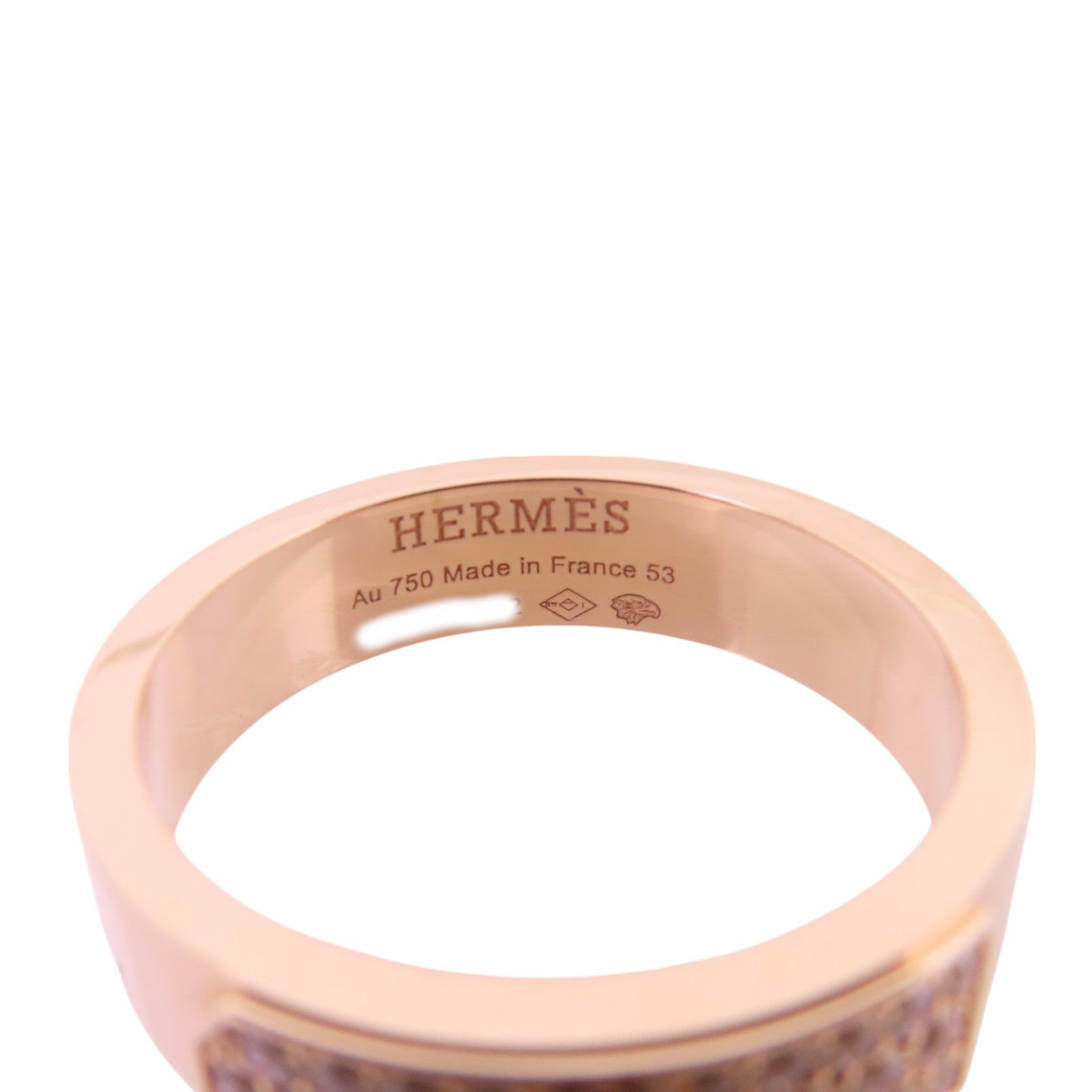 HERMES 18K玫瑰金Kelly Ring鑽石戒指#53/US#6.25