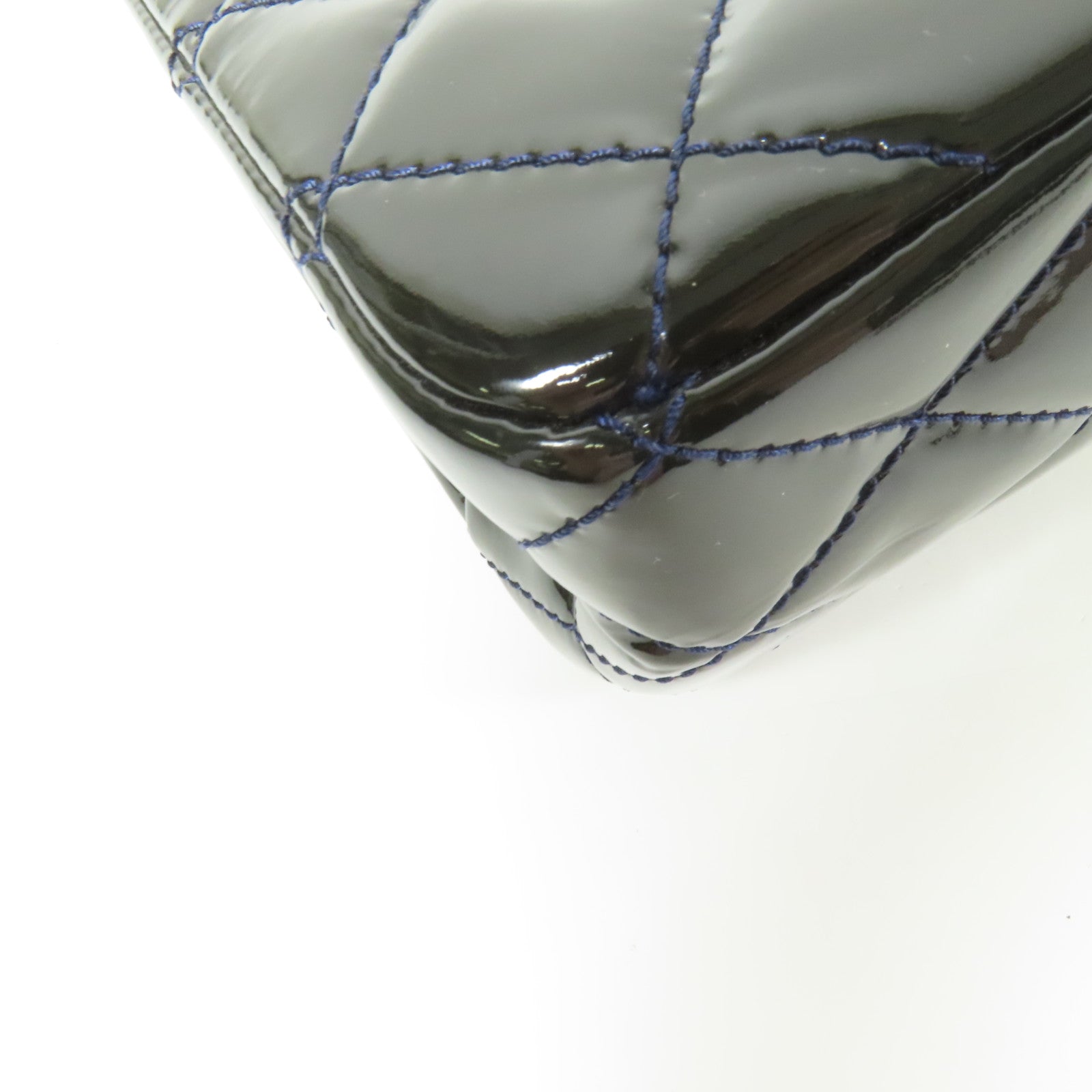 CHANEL 漆皮皮革2.55 Jumbo銀扣鏈帶肩背袋