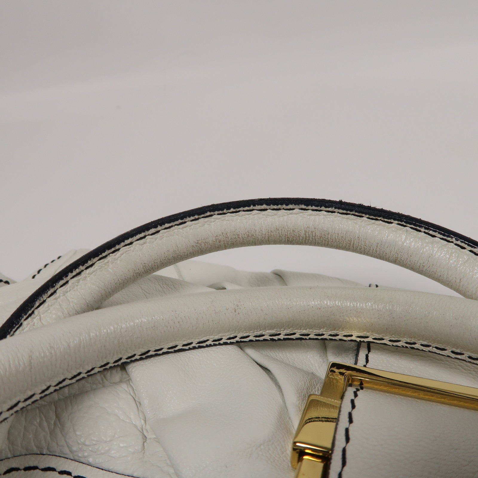 Valentino GHW Handbag Calfskin Leather White