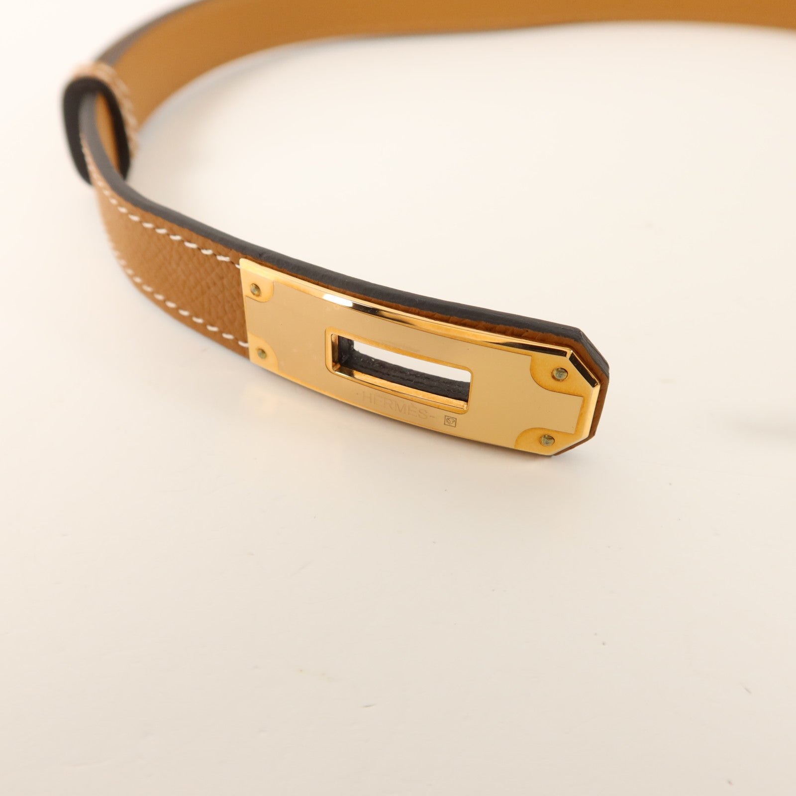 HERMES Epsom皮革Kelly 18 Belt皮帶Gold