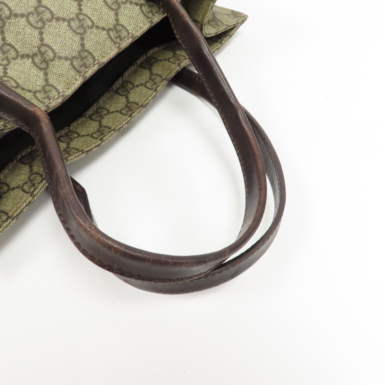 GUCCI 塗層帆布Hand Bag銀扣手挽袋啡色