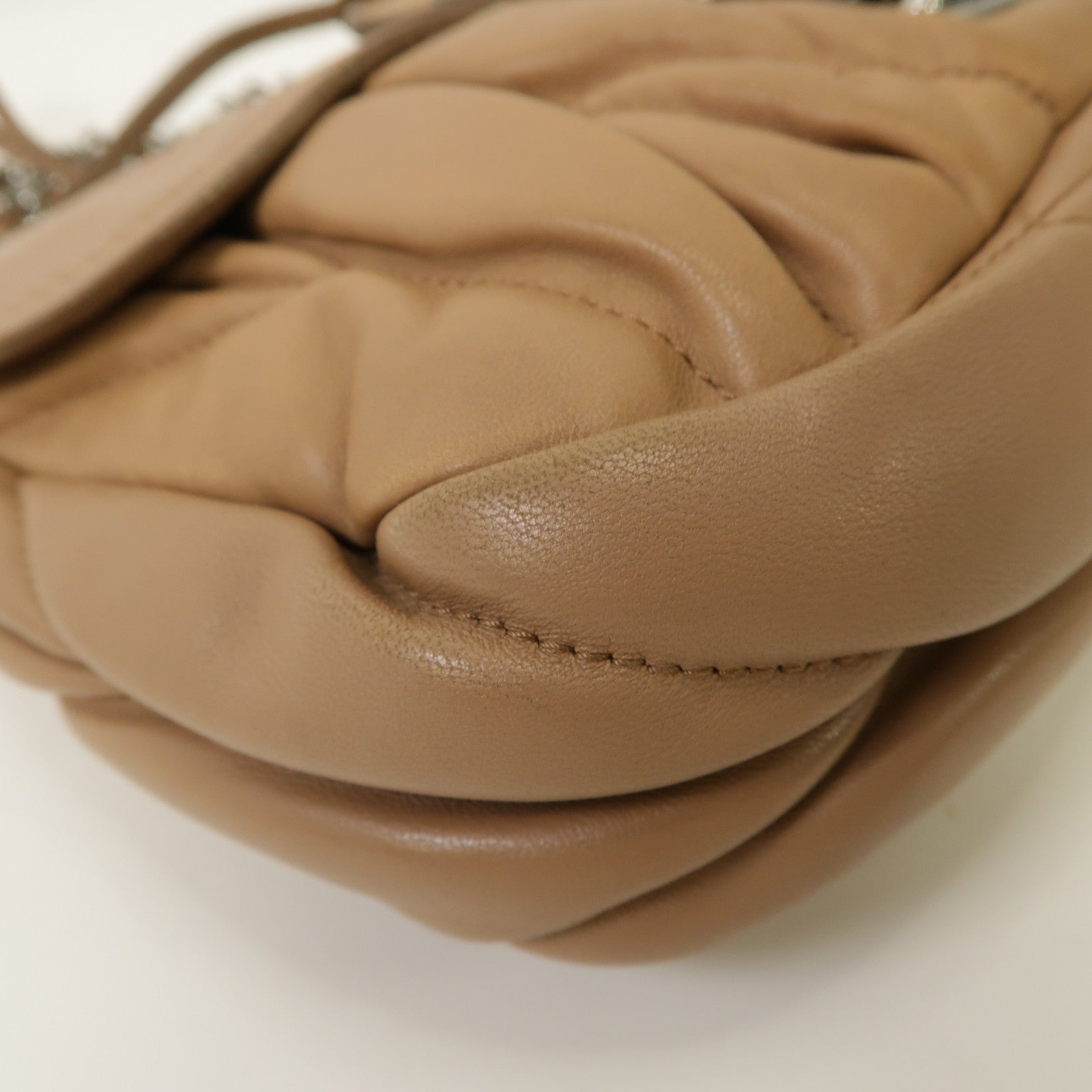 Miu Miu 牛皮皮革Chain Shoulder Bag銀扣鏈帶肩背袋粉紅色