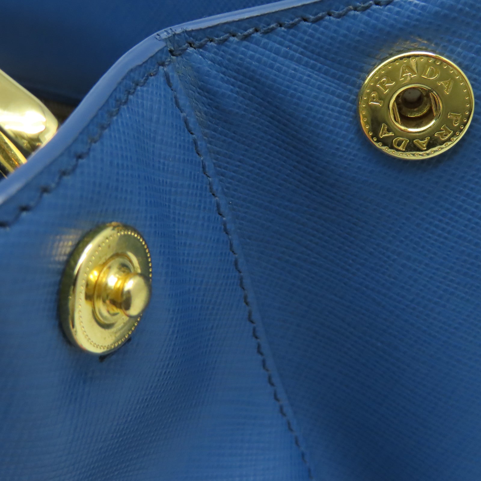 PRADA Saffiano Lux皮革Galleria 2Way Shoulder Bag金扣手挽肩背兩用袋藍色