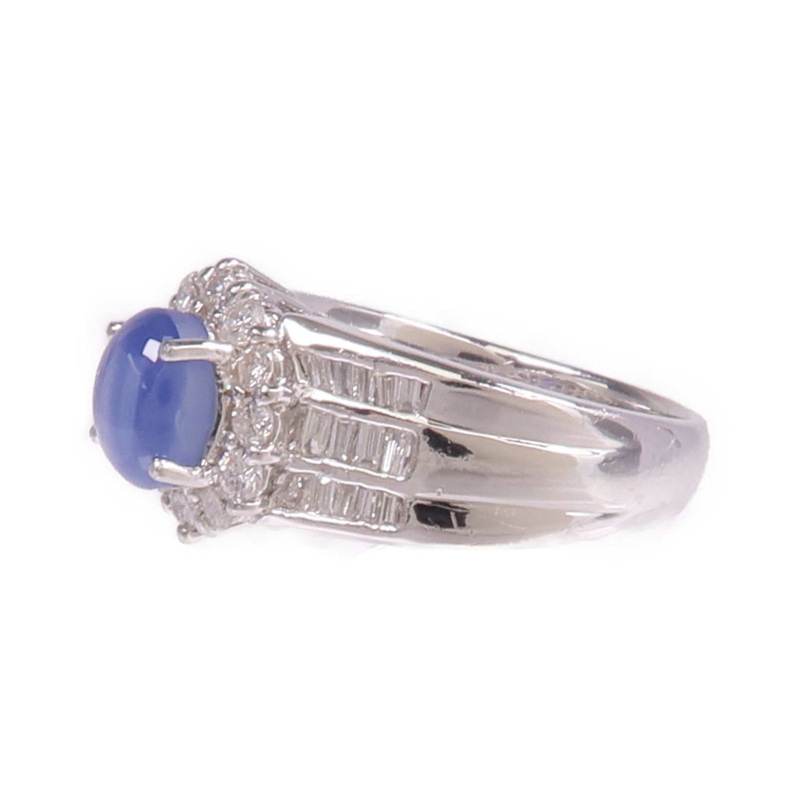 JEWELRY 【激減優惠】PT900鉑金Star Sapphire Diamond Ring星光藍寶石/鑽石戒指US#6