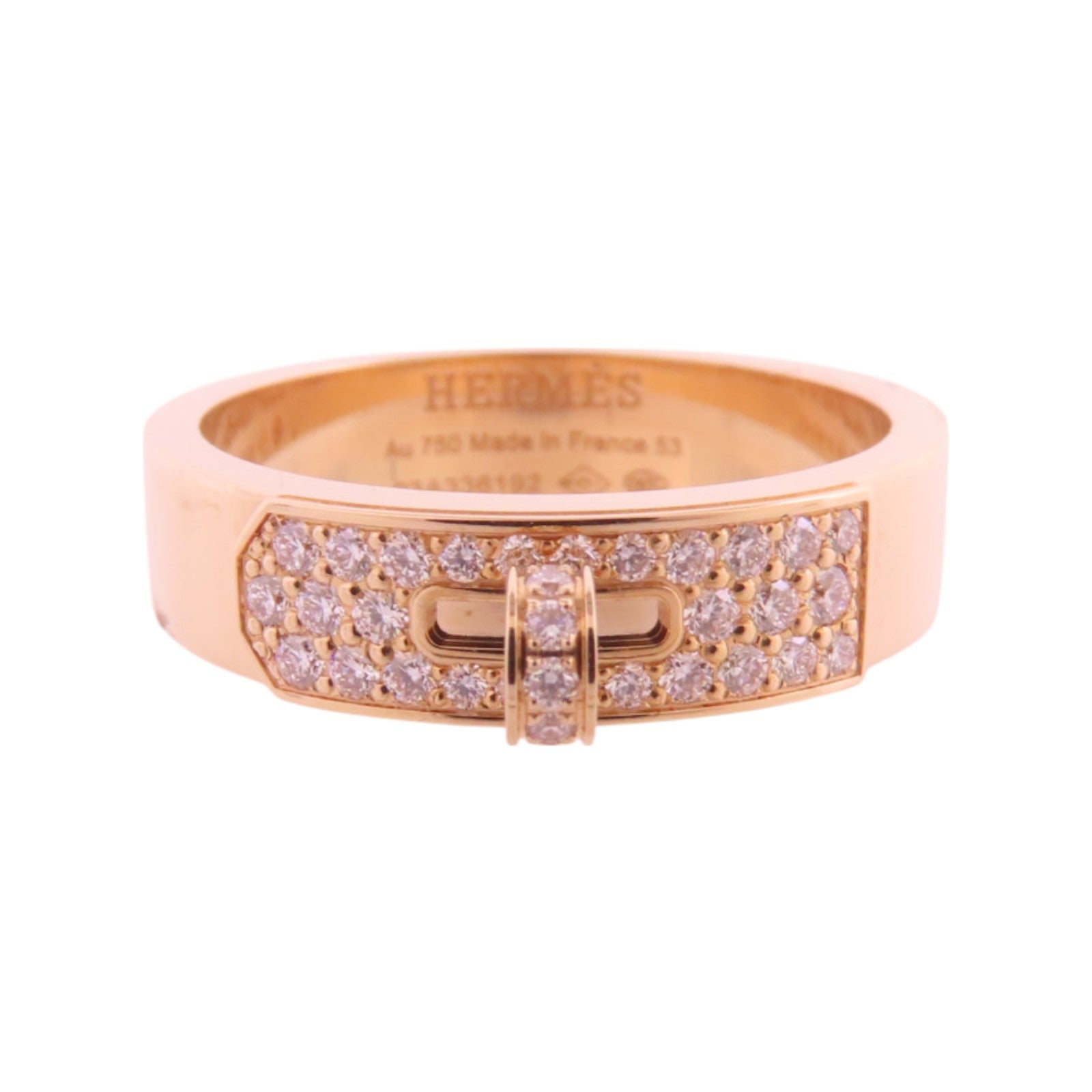 HERMES 18K玫瑰金Kelly Ring鑽石戒指#53/US#6.25