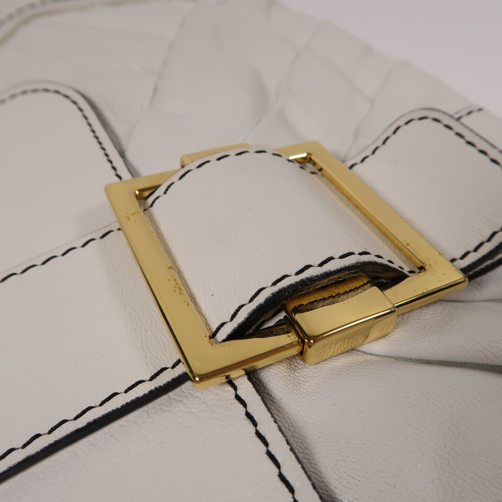 Valentino GHW Handbag Calfskin Leather White