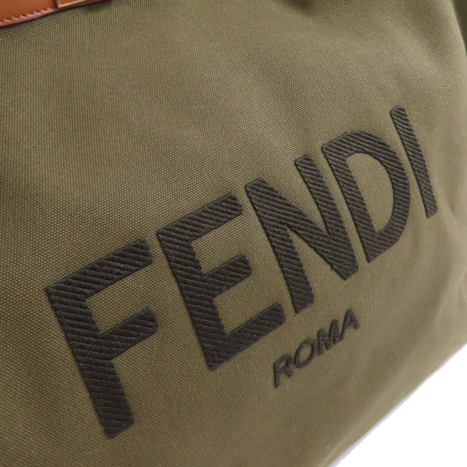 FENDI 帆布Peekaboo X Tote Canvas Large 2Way Shoulder Bag金扣手挽肩背兩用袋軍綠色