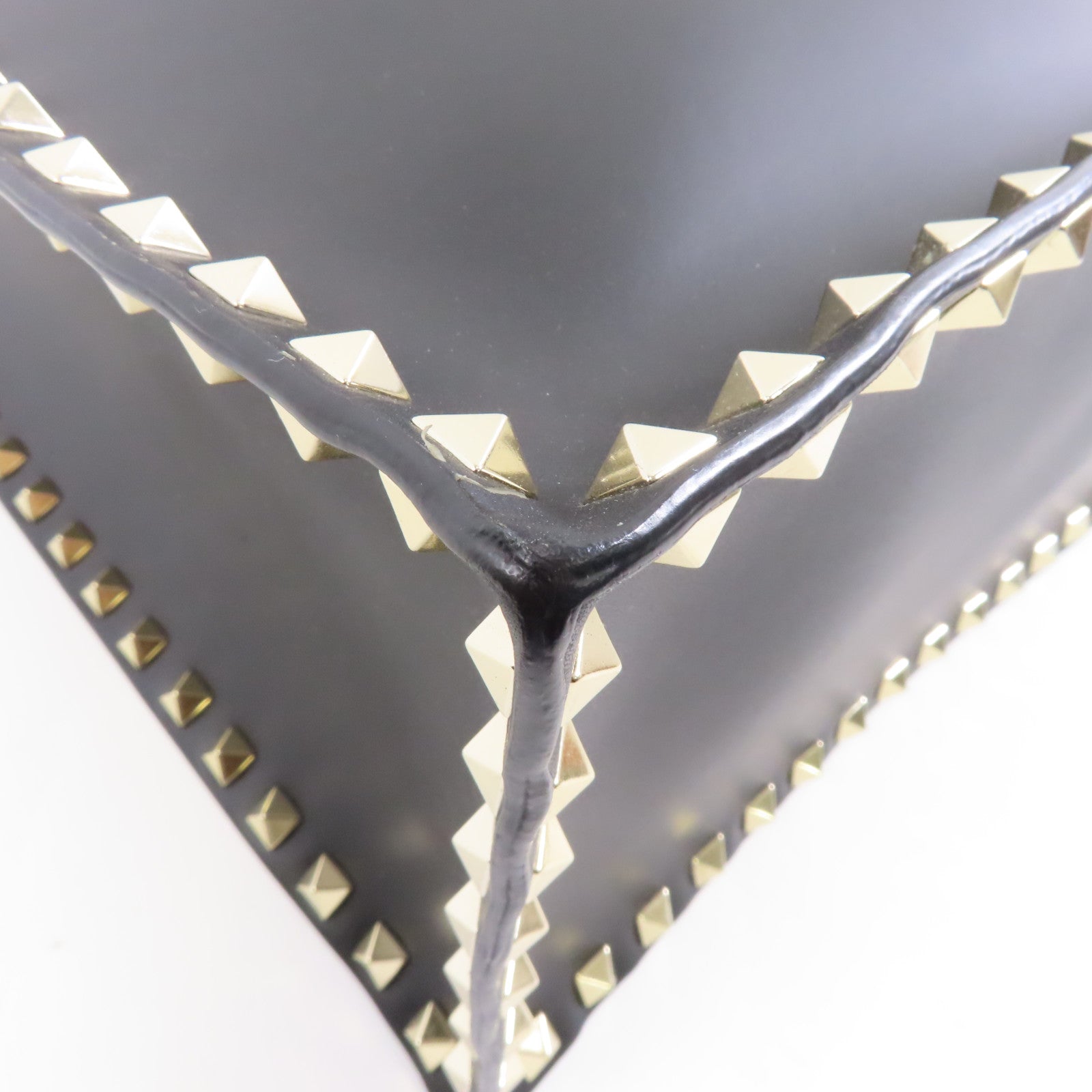 Valentino 牛皮皮革Tote Bag金扣手挽袋黑色