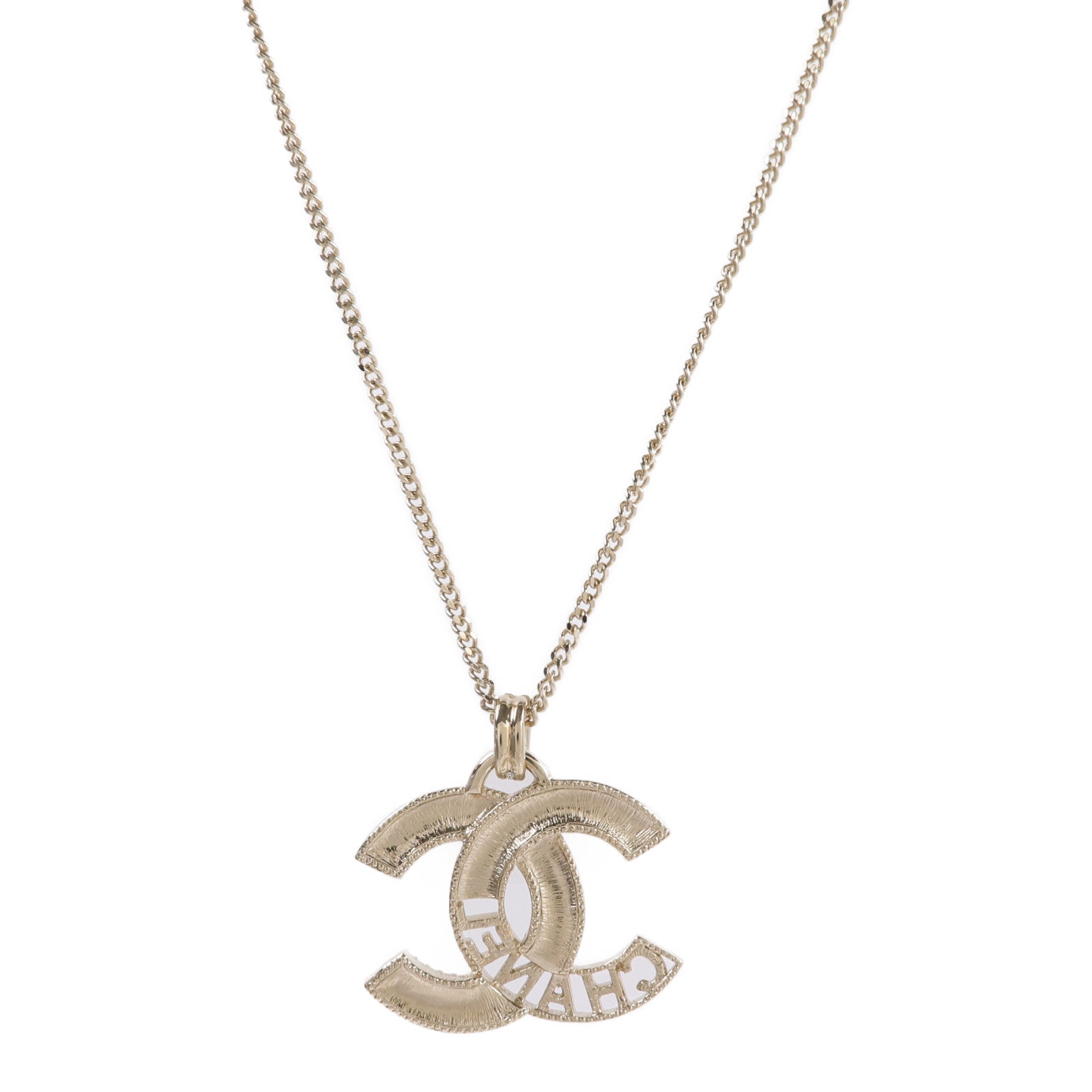 CHANEL 金屬Crystal Cut-Out CC Logo Necklace項鍊