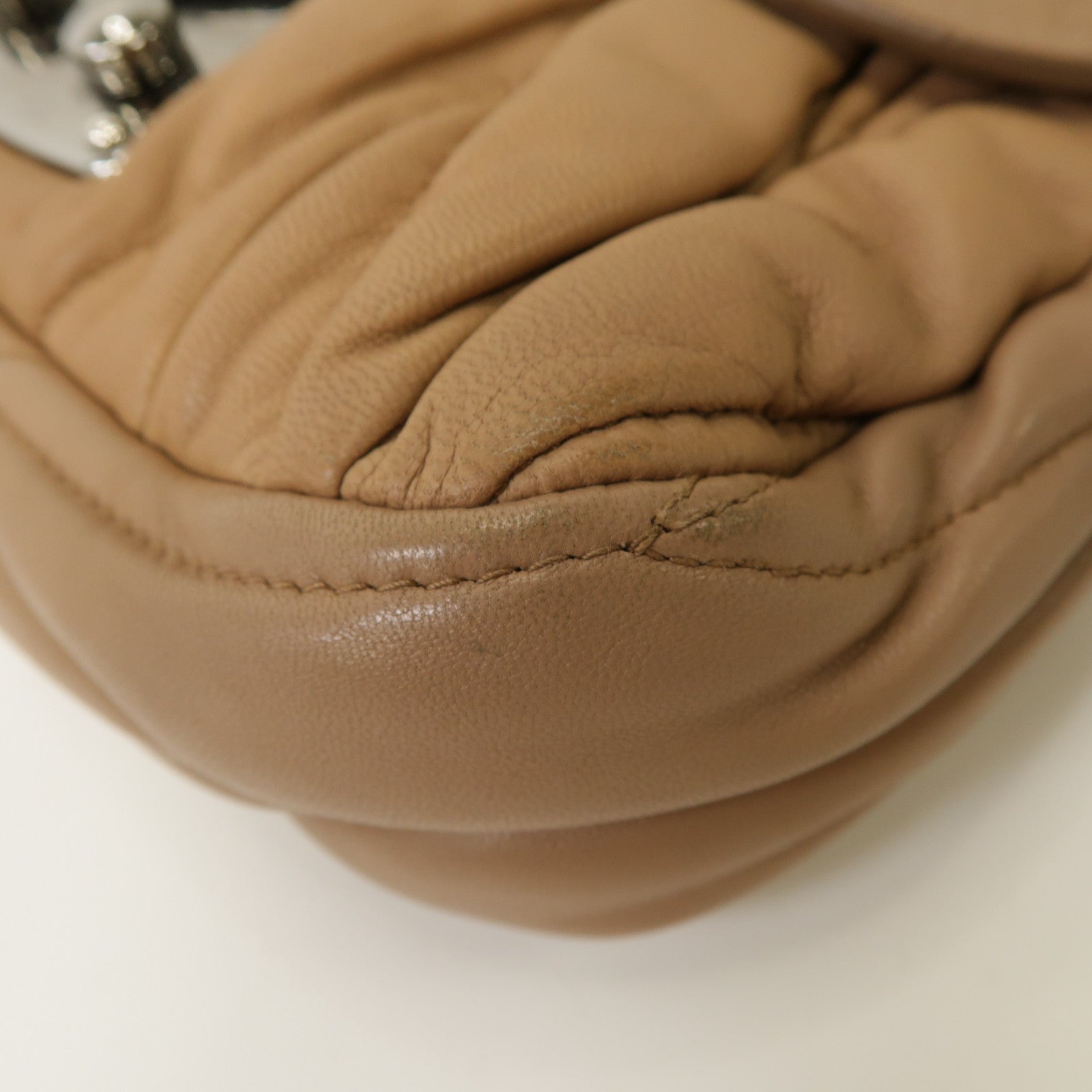 Miu Miu 牛皮皮革Chain Shoulder Bag銀扣鏈帶肩背袋粉紅色