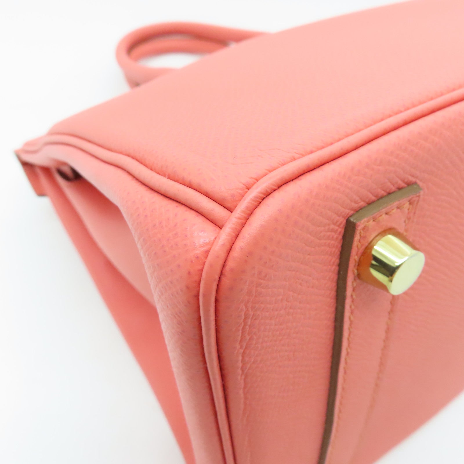HERMES Epsom皮革Birkin 30金扣手挽袋Flamengo粉红色