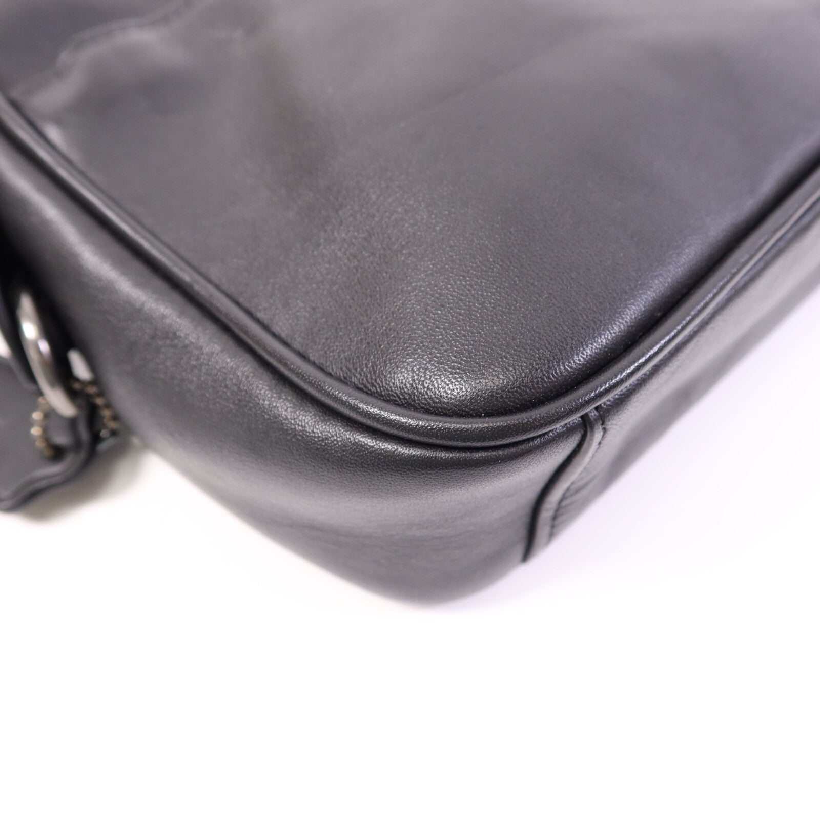 COACH 牛皮皮革Shoulder Bag銀扣肩背袋