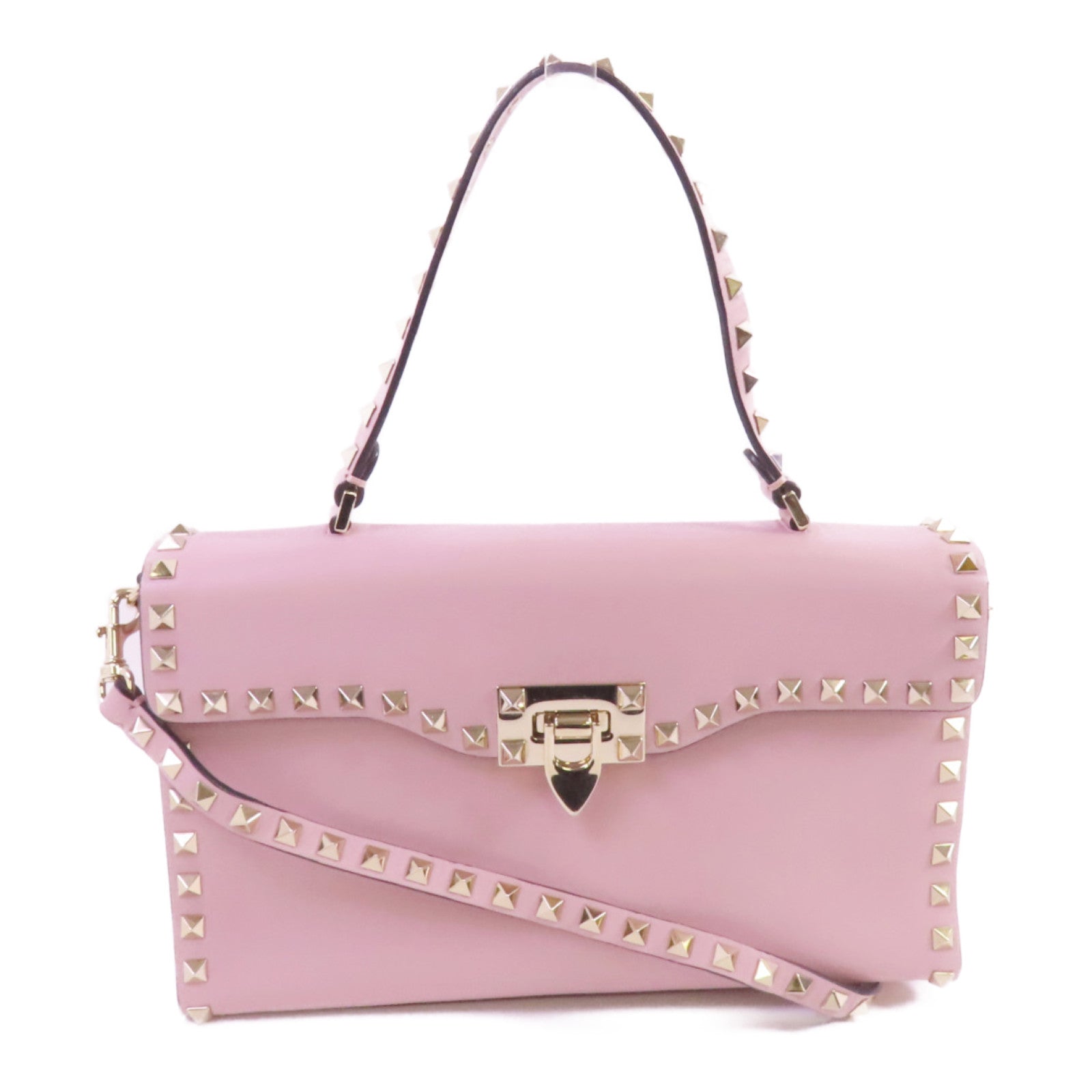 Valentino 牛皮皮革Rock Studs金扣手挽肩背兩用袋