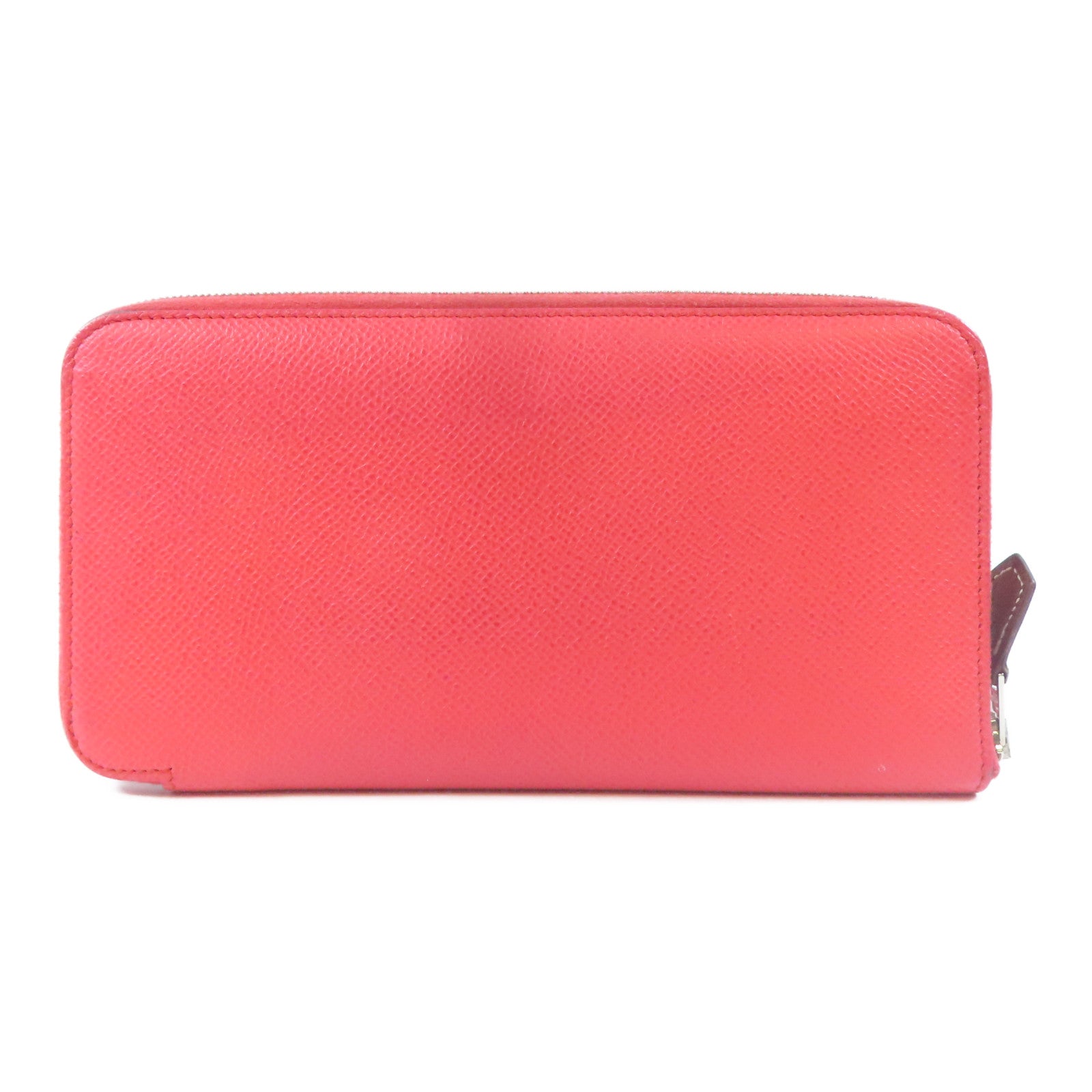 HERMES Epsom皮革Silk In Wallet銀扣長錢包Rose Texas/粉紅色