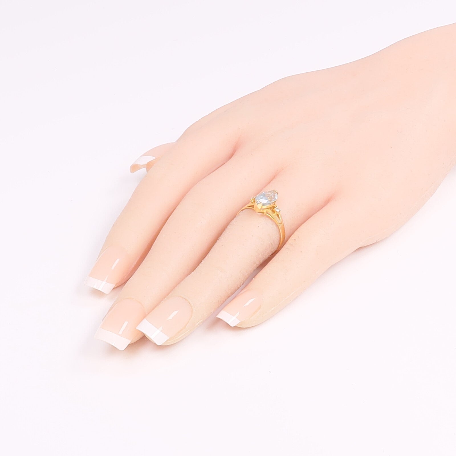 JEWELRY 【激減優惠】18K黃金Aquamarine Diamond Ring藍晶/鑽石戒指US#6.75