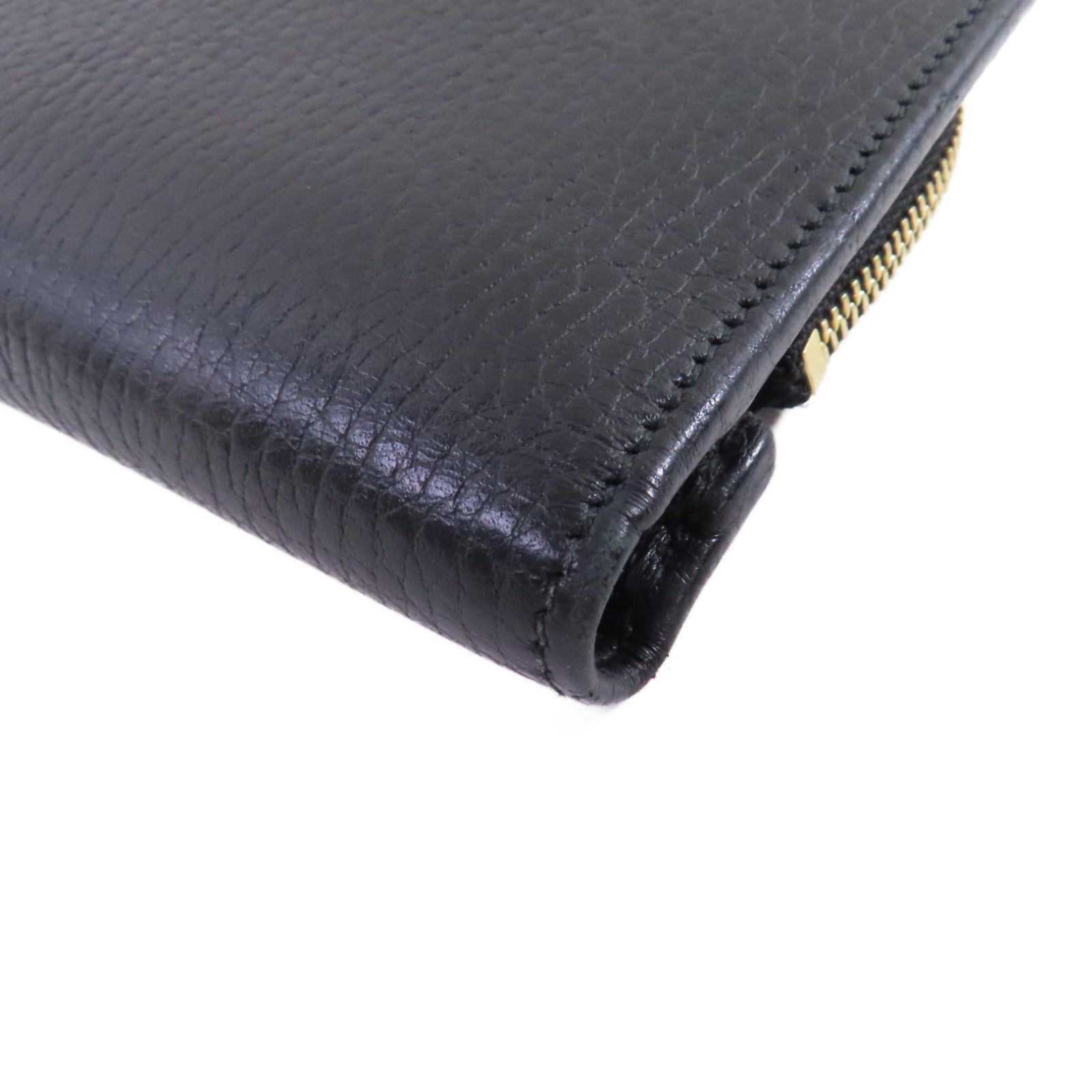GUCCI 牛皮皮革Petit GG Marmont L-Shaped Zipper Medium Wallet金扣錢包黑色
