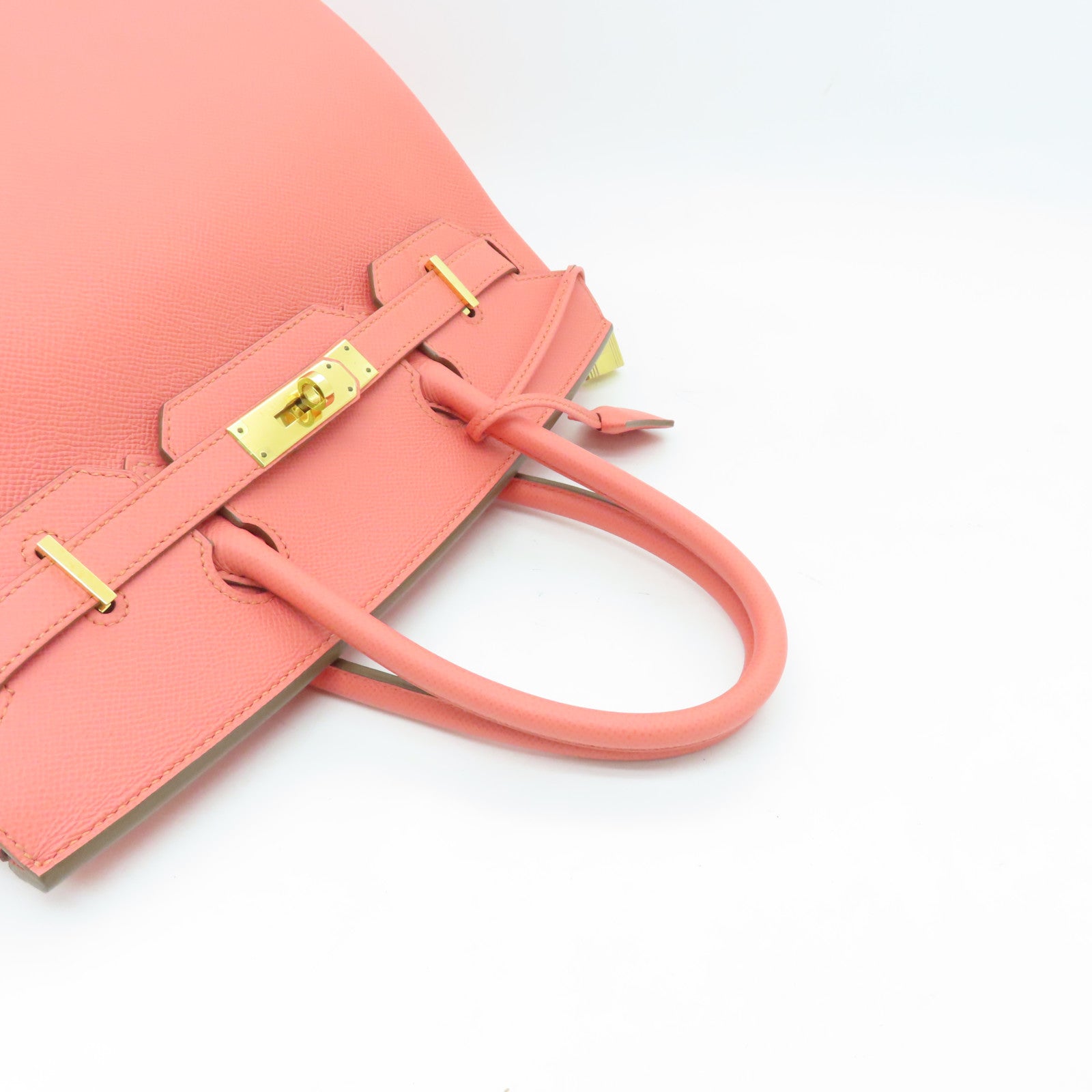 HERMES Epsom皮革Birkin 30金扣手挽袋Flamengo粉红色