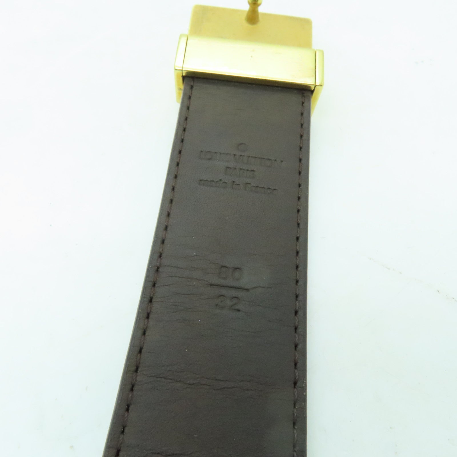 LOUIS VUITTON 【激減優惠】Damier Belt金扣皮帶棕色