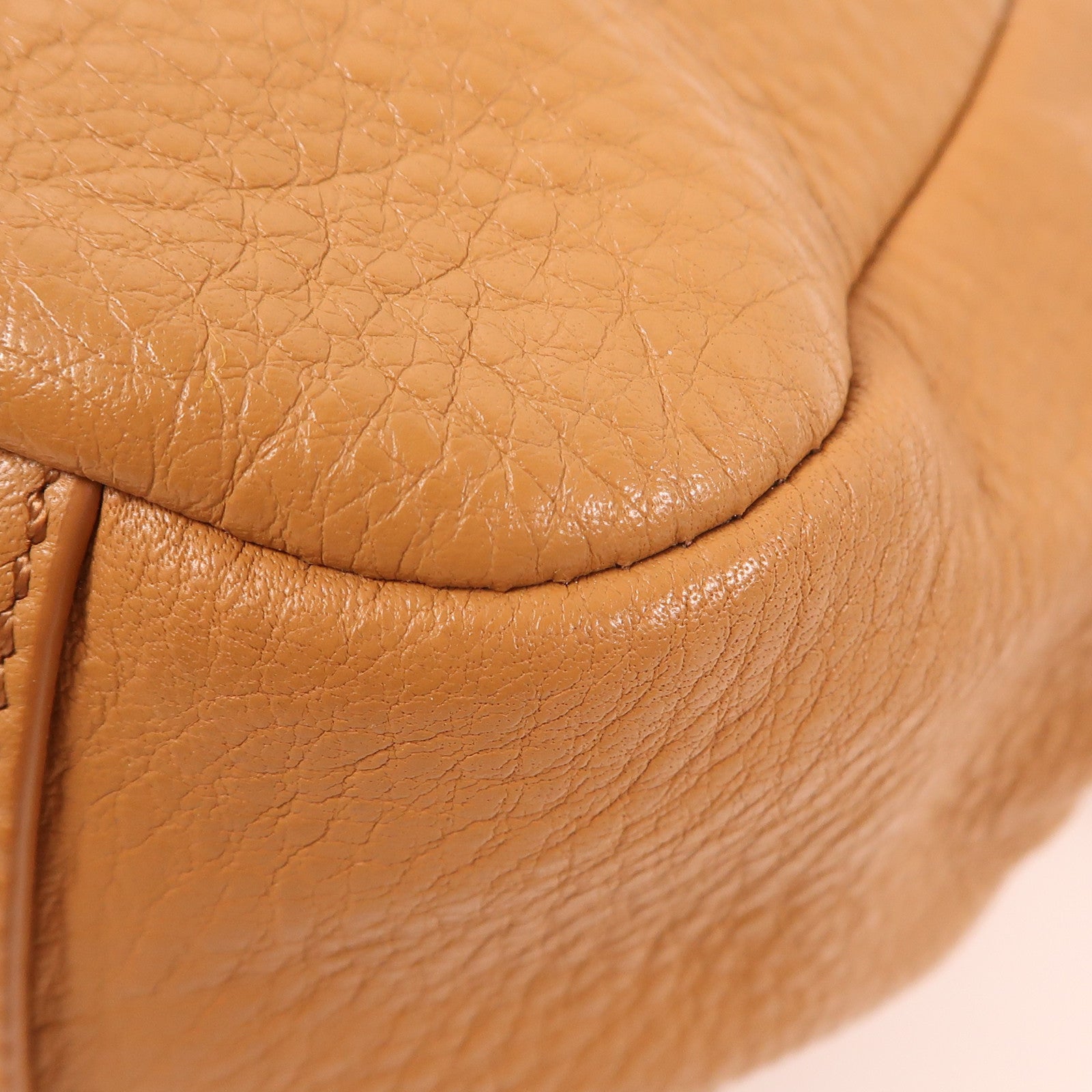 Tory Burch GHW Shoulder Bag Calfskin Leather Brown