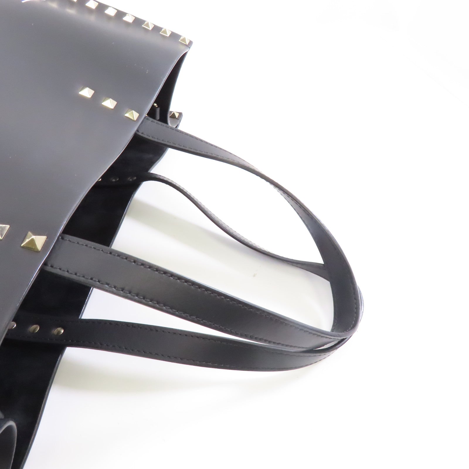 Valentino 牛皮皮革Tote Bag金扣手挽袋黑色