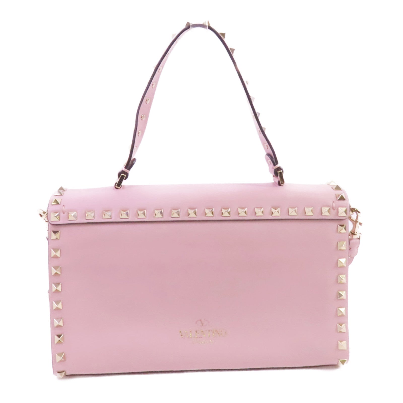 Valentino 牛皮皮革Rock Studs金扣手挽肩背兩用袋