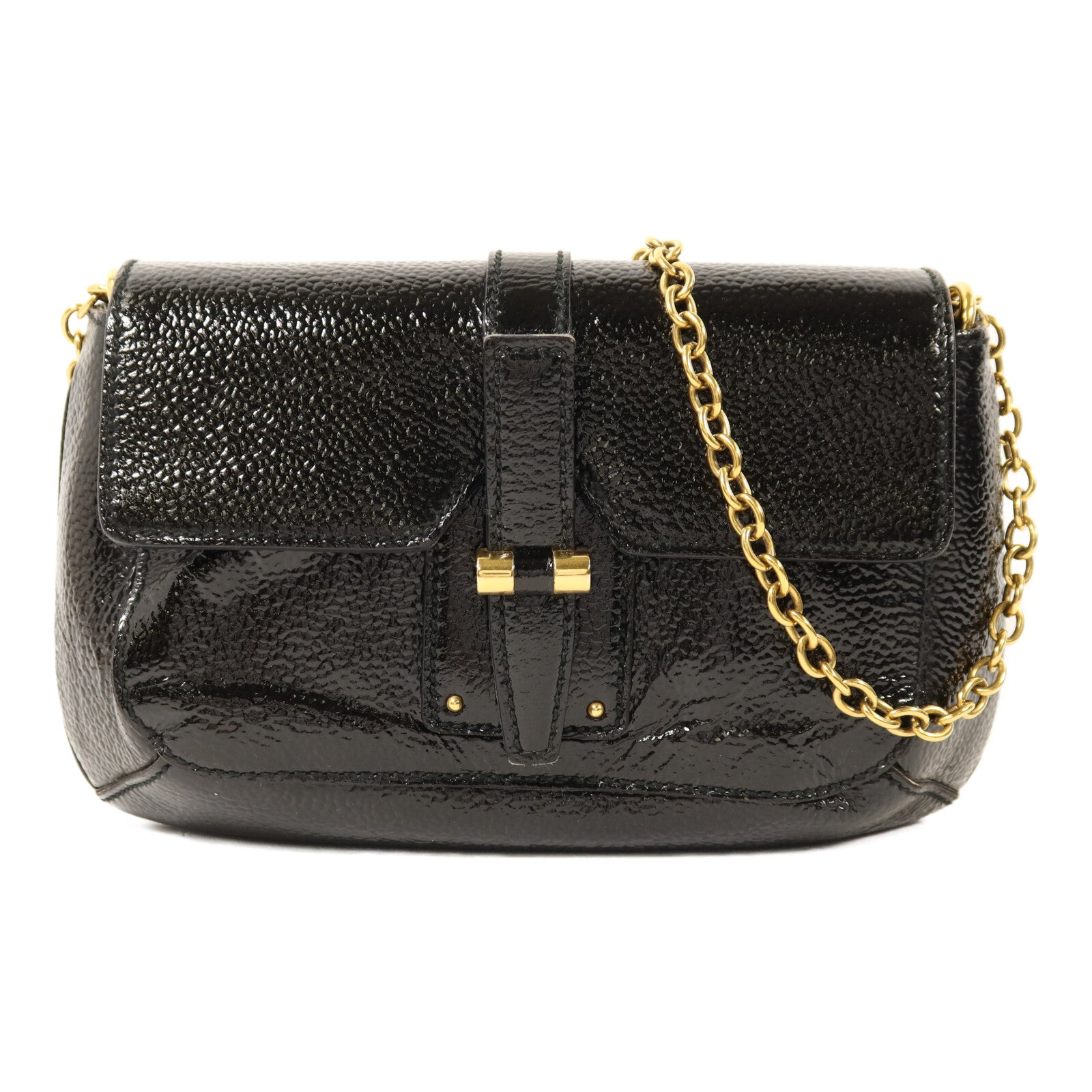 YVES SAINT LAURENT 漆皮皮革Emma Bag金扣鏈帶肩背袋