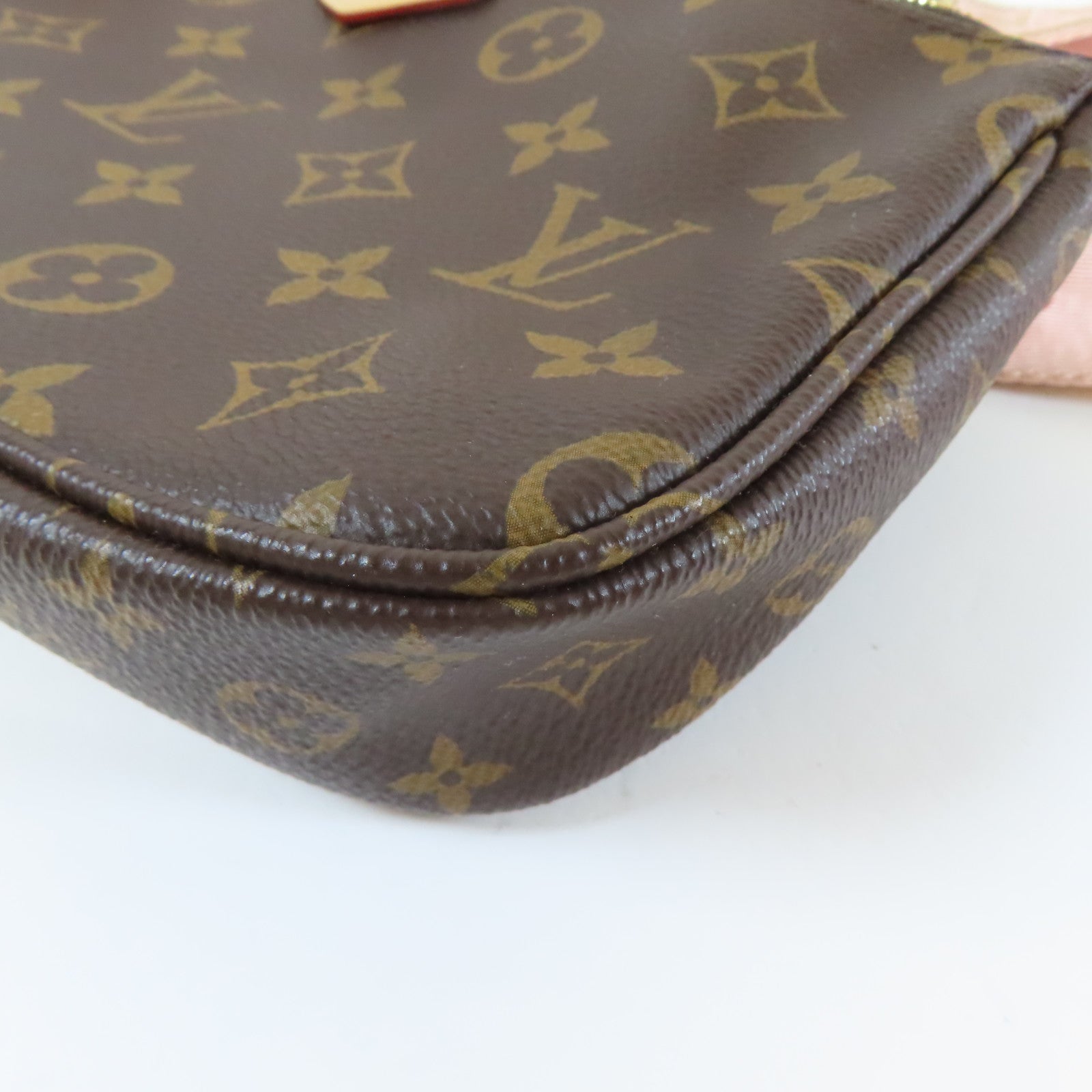 LOUIS VUITTON 【清倉大減價】Monogram Multi Pochette Accessoires金扣手挽肩背兩用袋啡色/粉紅色