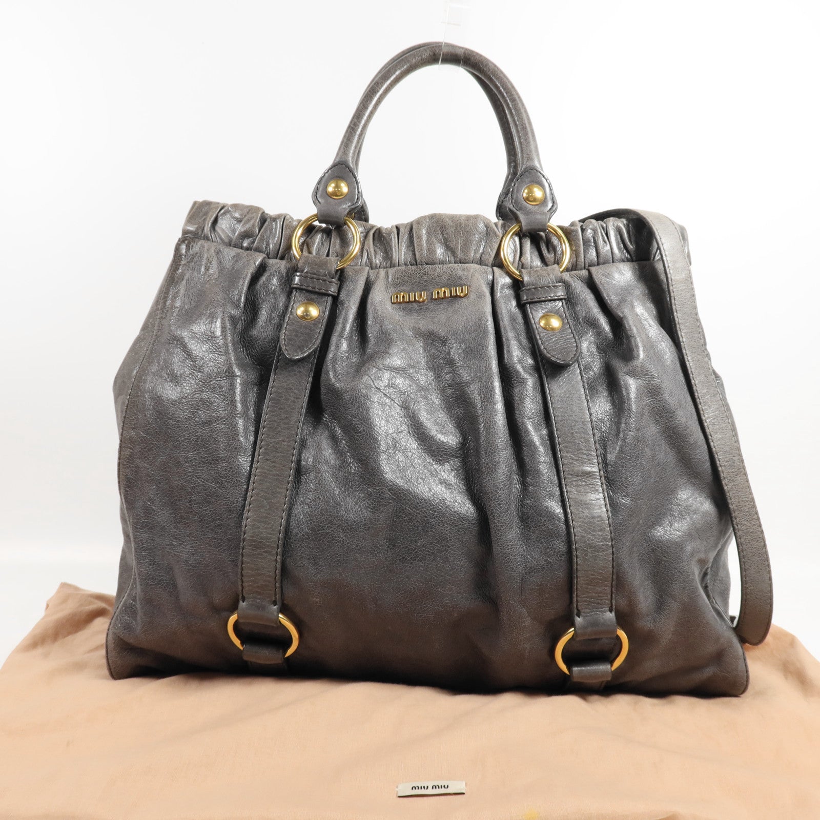 Miu Miu 牛皮皮革Shoulder Bag金扣手挽肩背兩用袋