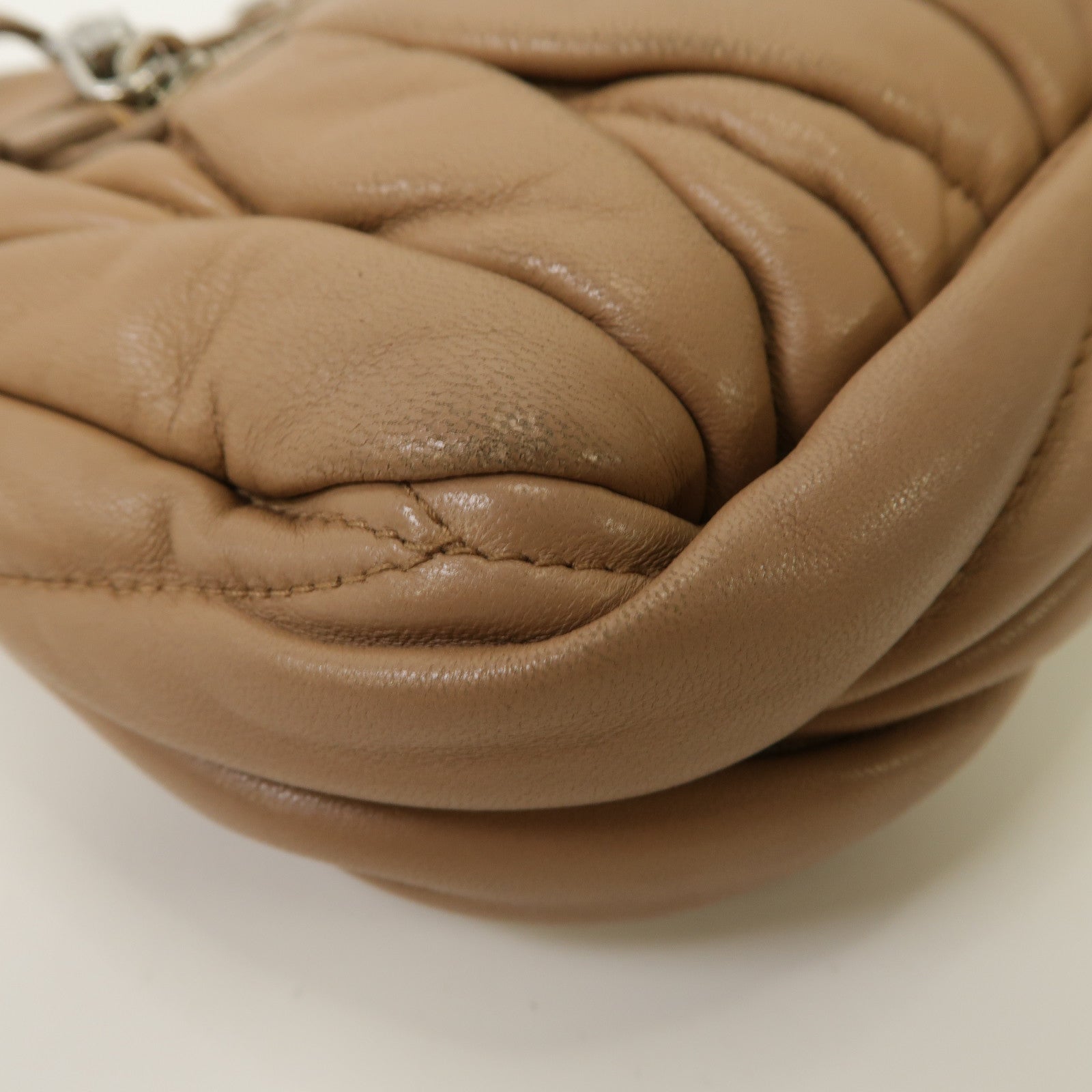 Miu Miu 牛皮皮革Chain Shoulder Bag銀扣鏈帶肩背袋粉紅色