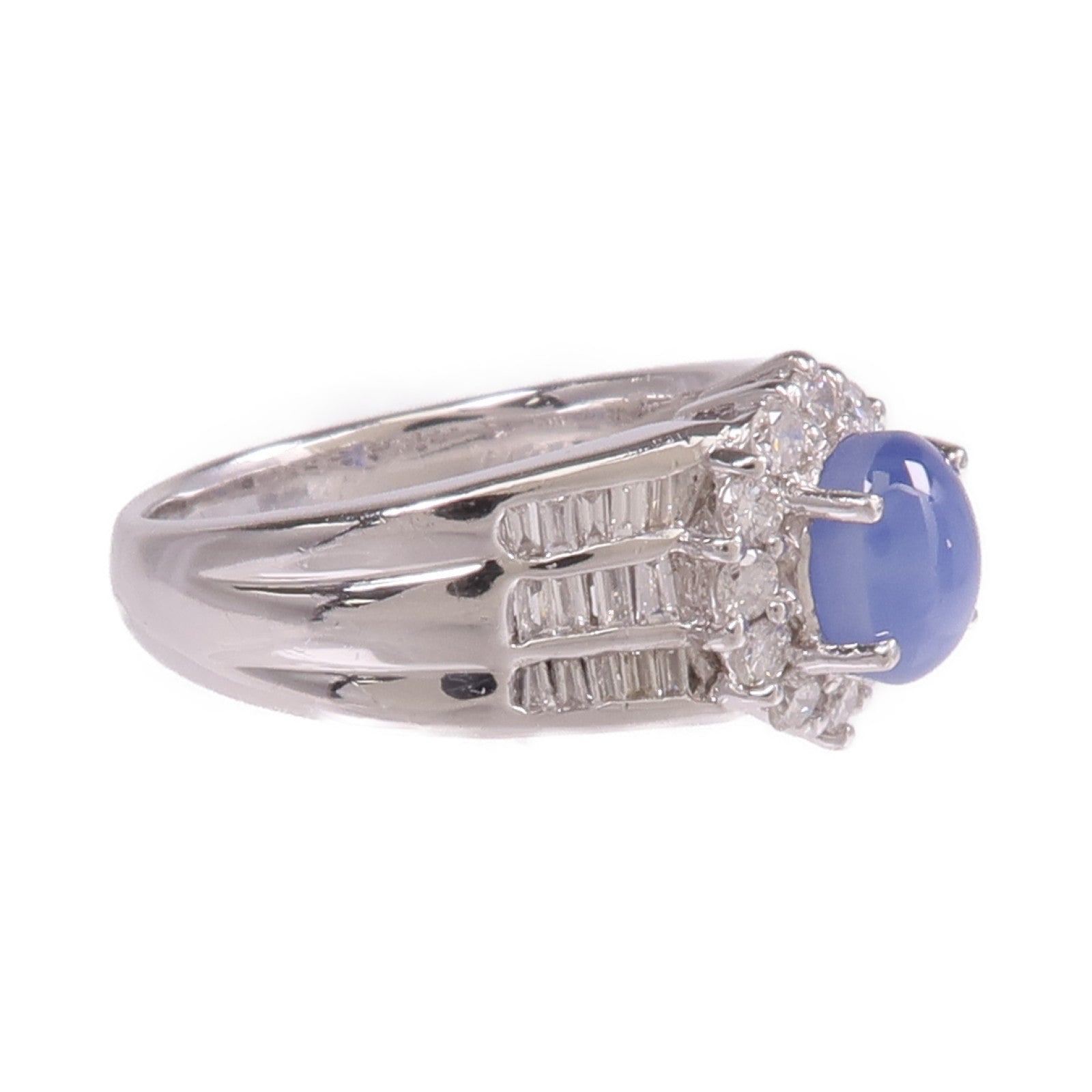 JEWELRY 【激減優惠】PT900鉑金Star Sapphire Diamond Ring星光藍寶石/鑽石戒指US#6