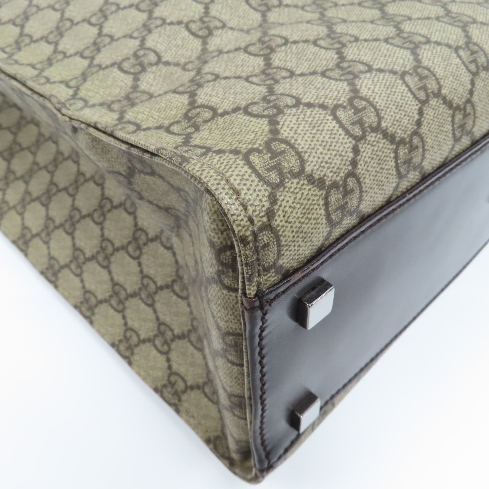 GUCCI 塗層帆布Hand Bag銀扣手挽袋啡色