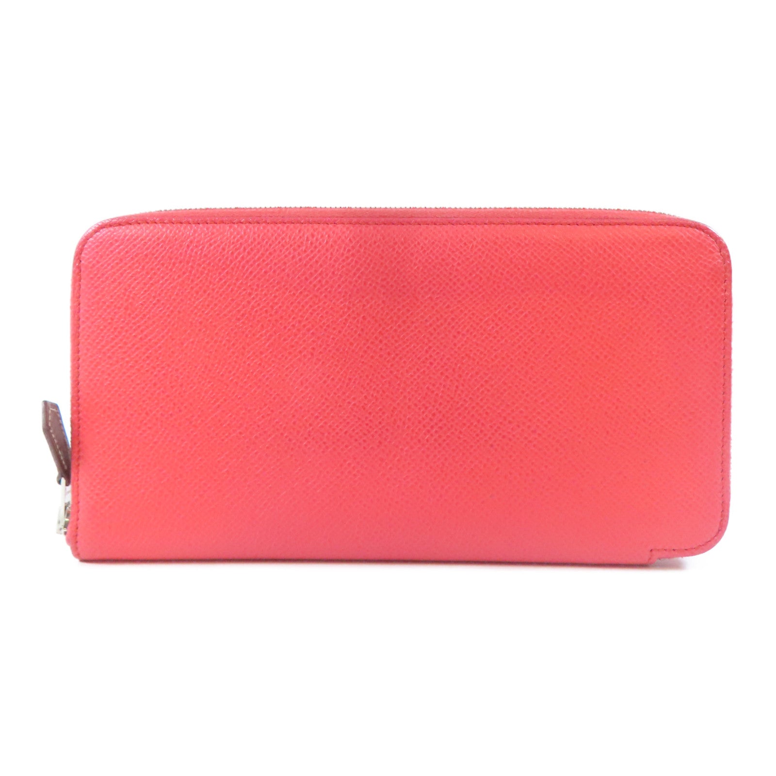 HERMES Epsom皮革Silk In Wallet銀扣長錢包Rose Texas/粉紅色