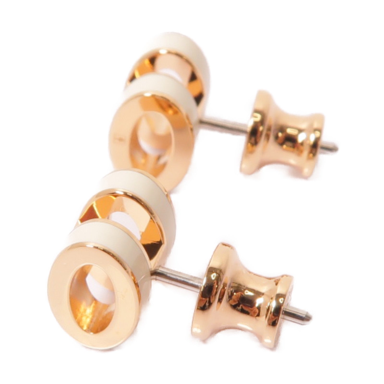 HERMES 金屬Mini Pop H Earrings耳環奶油白色/金色
