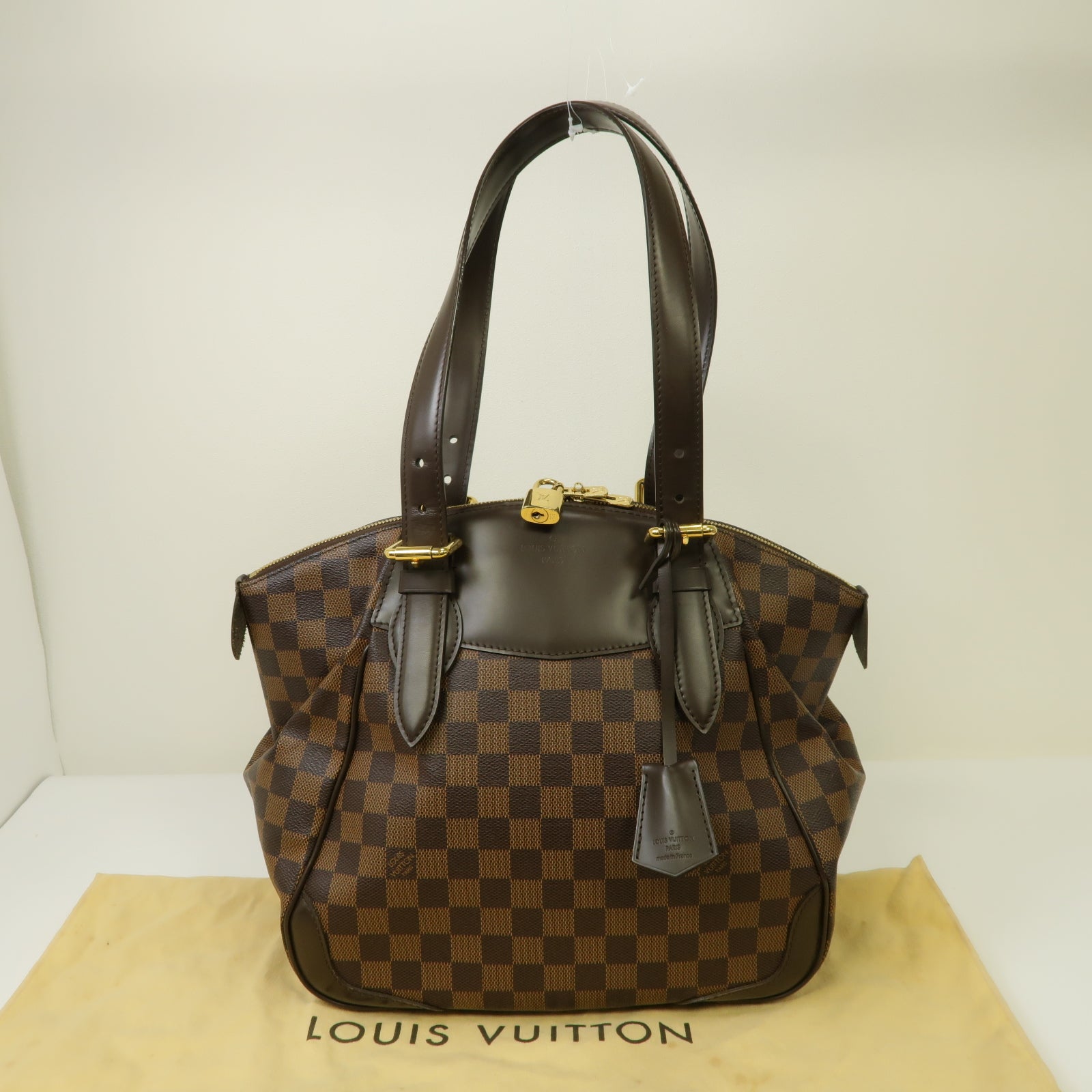 LOUIS VUITTON 【激減優惠】Damier Verona MM金扣肩背袋棕色