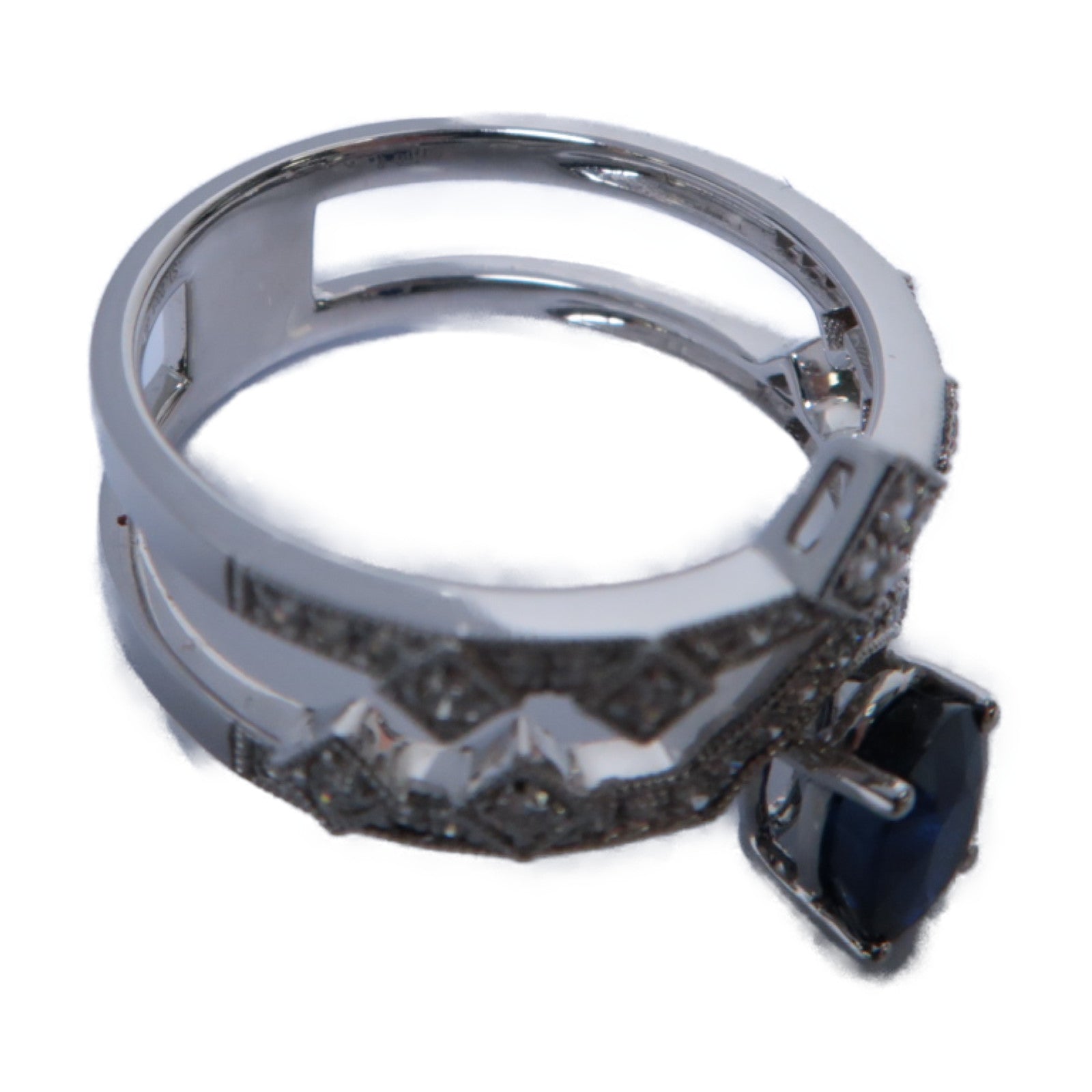 JEWELRY **【激減優惠】18K白金Sapphire Diamond Ring 1.204ct藍寶石/0.236ct鑽石戒指US#6.75