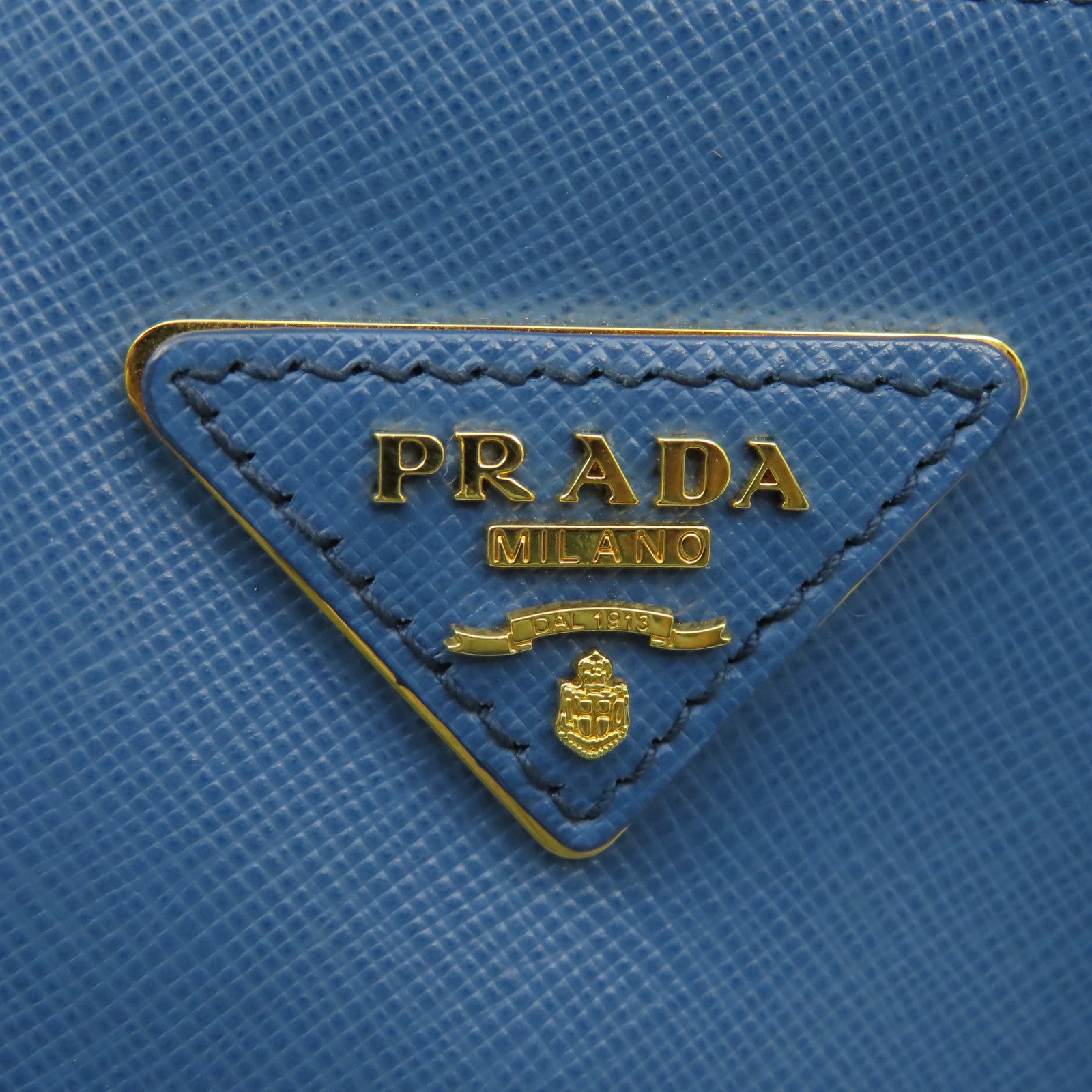 PRADA Saffiano Lux皮革Galleria 2Way Shoulder Bag金扣手挽肩背兩用袋藍色