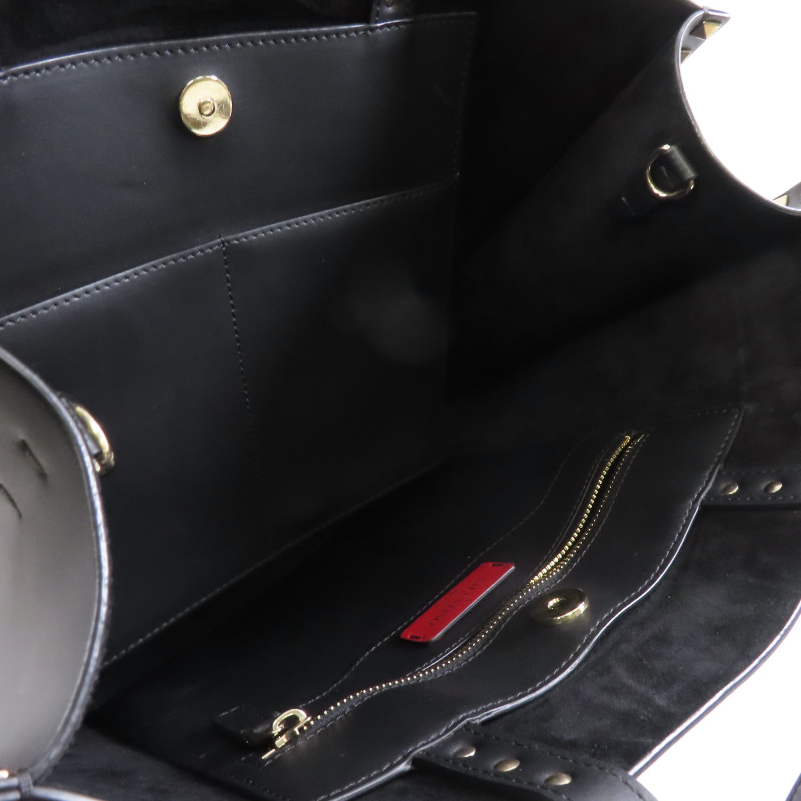 Valentino 牛皮皮革Tote Bag金扣手挽袋黑色