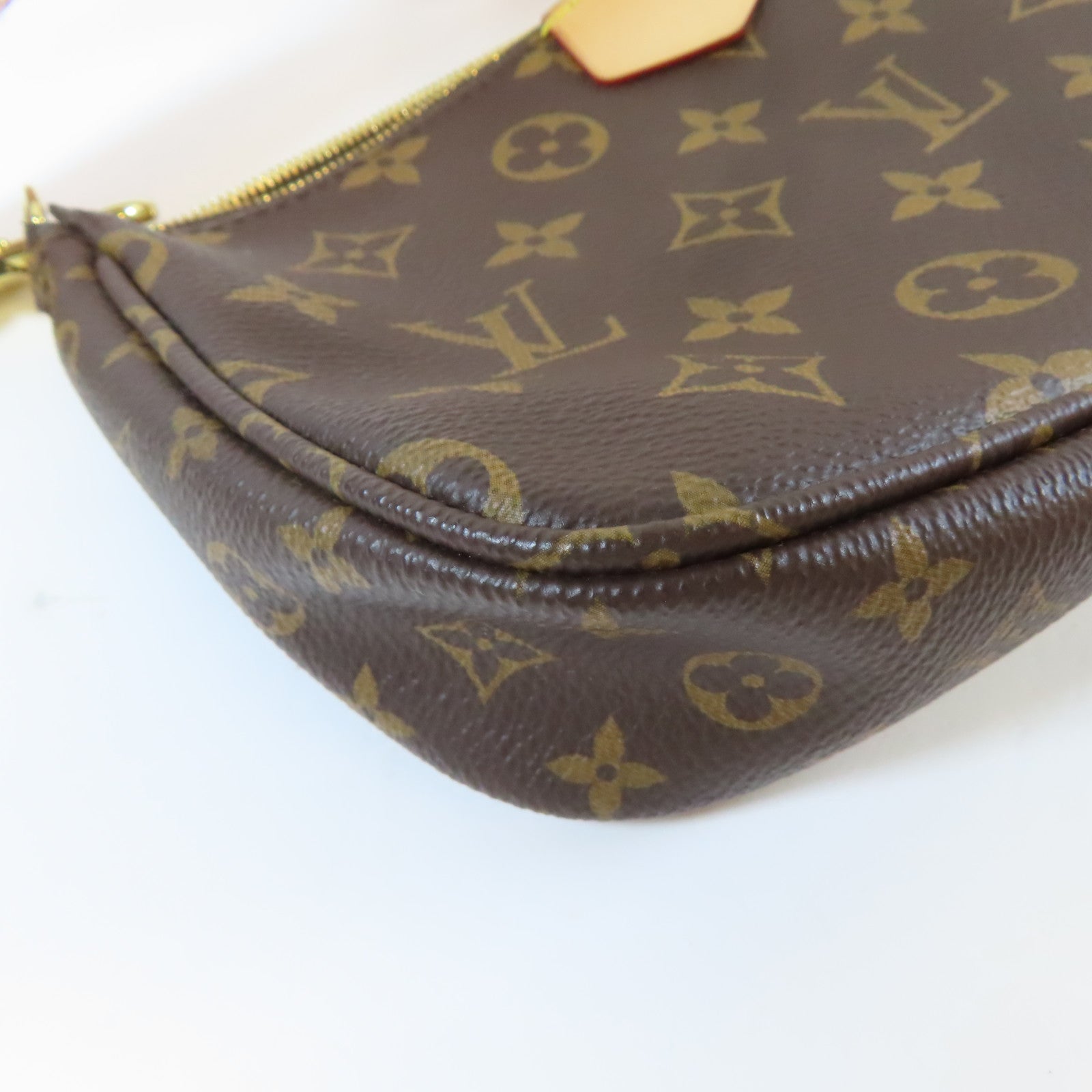 LOUIS VUITTON 【清倉大減價】Monogram Multi Pochette Accessoires金扣手挽肩背兩用袋啡色/粉紅色