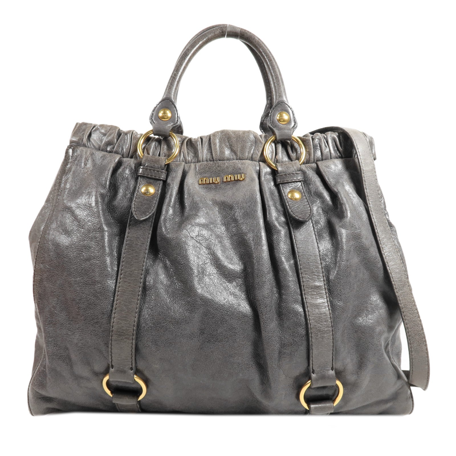 Miu Miu 牛皮皮革Shoulder Bag金扣手挽肩背兩用袋