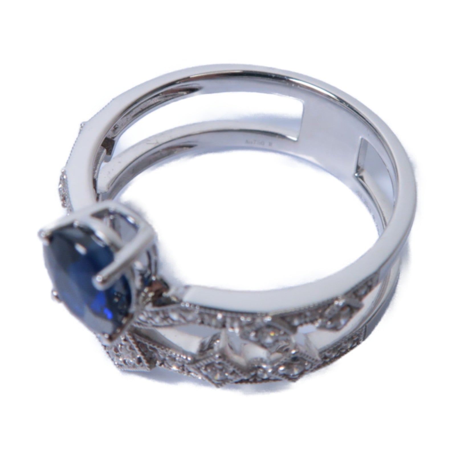 JEWELRY **【激減優惠】18K白金Sapphire Diamond Ring 1.204ct藍寶石/0.236ct鑽石戒指US#6.75