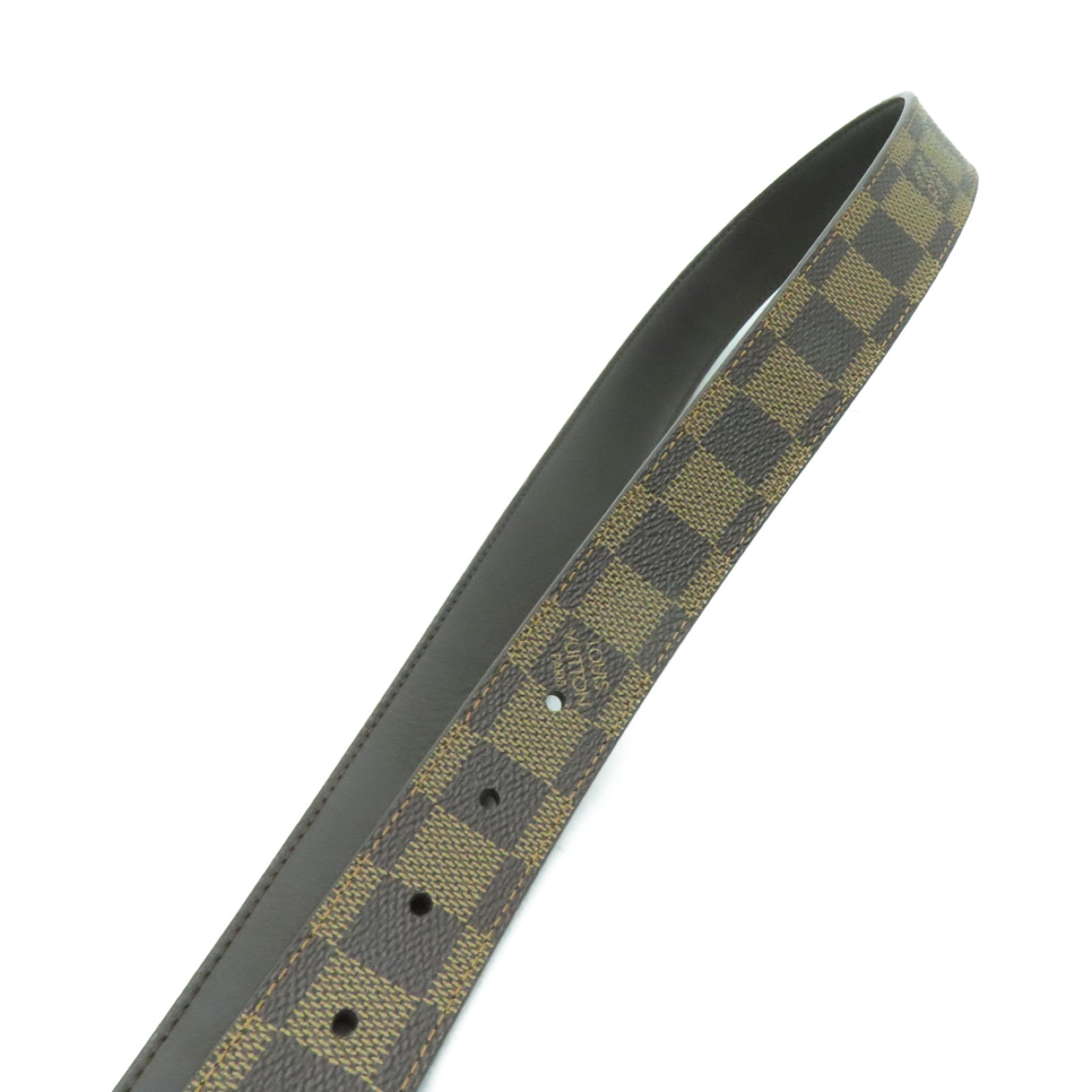 LOUIS VUITTON 【激減優惠】Damier Belt金扣皮帶棕色