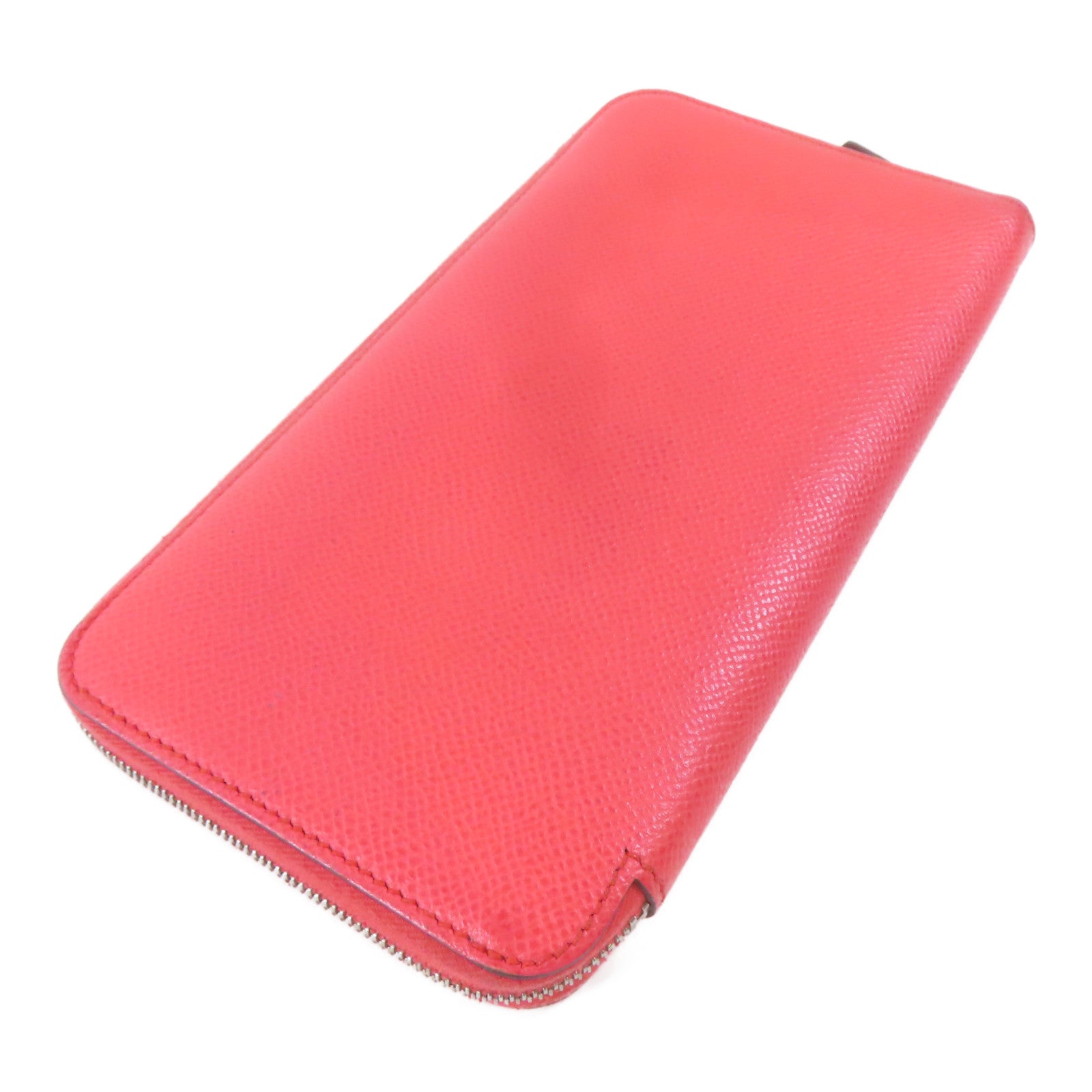 HERMES Epsom皮革Silk In Wallet銀扣長錢包Rose Texas/粉紅色