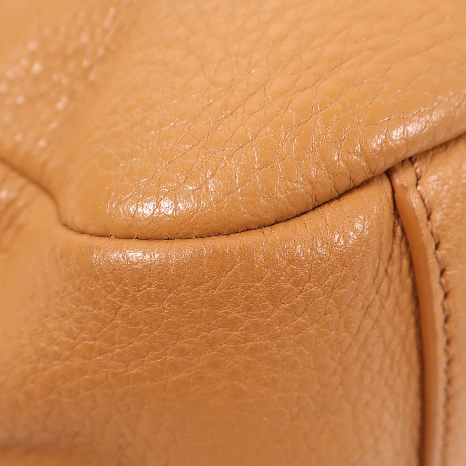 Tory Burch GHW Shoulder Bag Calfskin Leather Brown