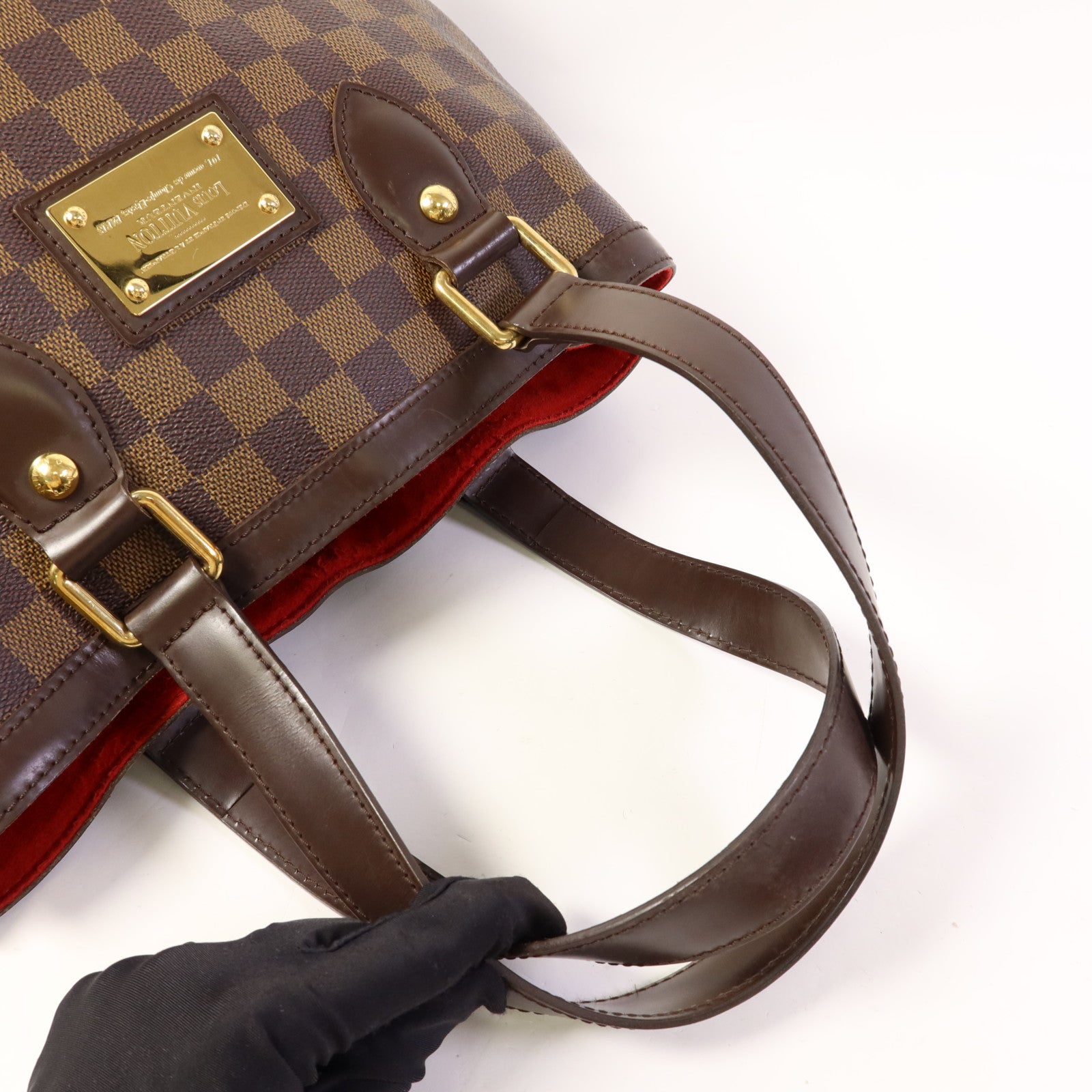 LOUIS VUITTON Damier Hampstead PM金扣手挽袋