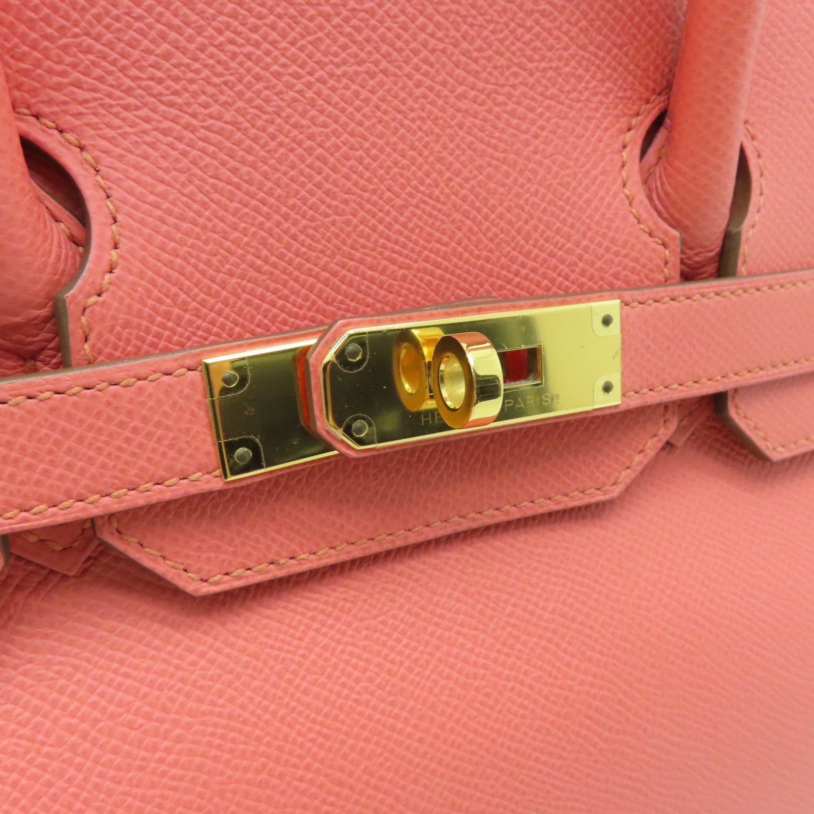 HERMES Epsom皮革Birkin 30金扣手挽袋Flamengo粉红色