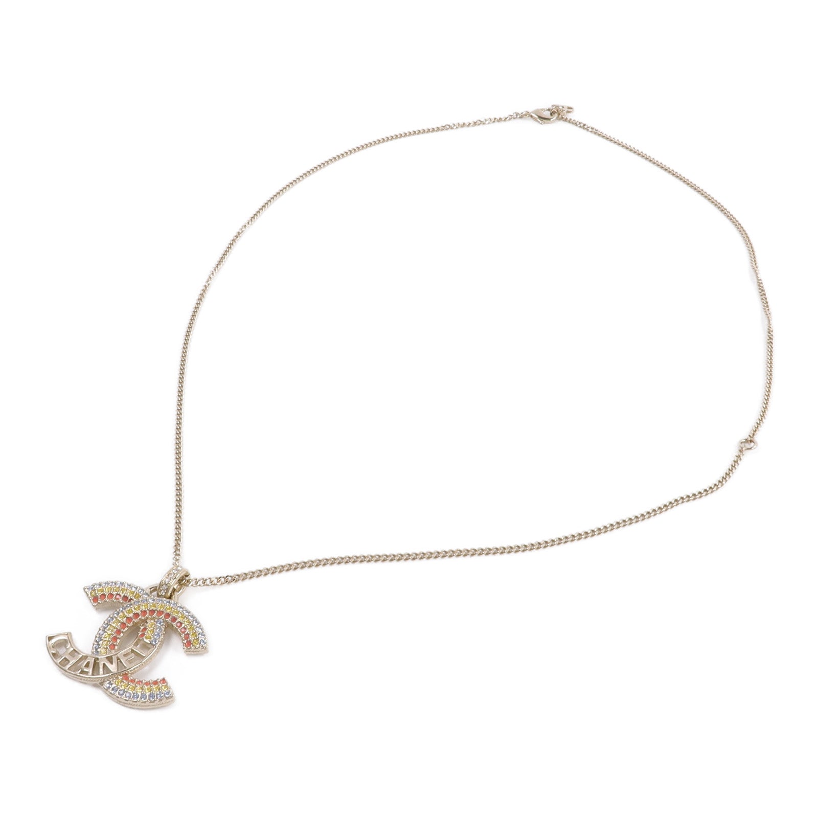 CHANEL 金屬Crystal Cut-Out CC Logo Necklace項鍊