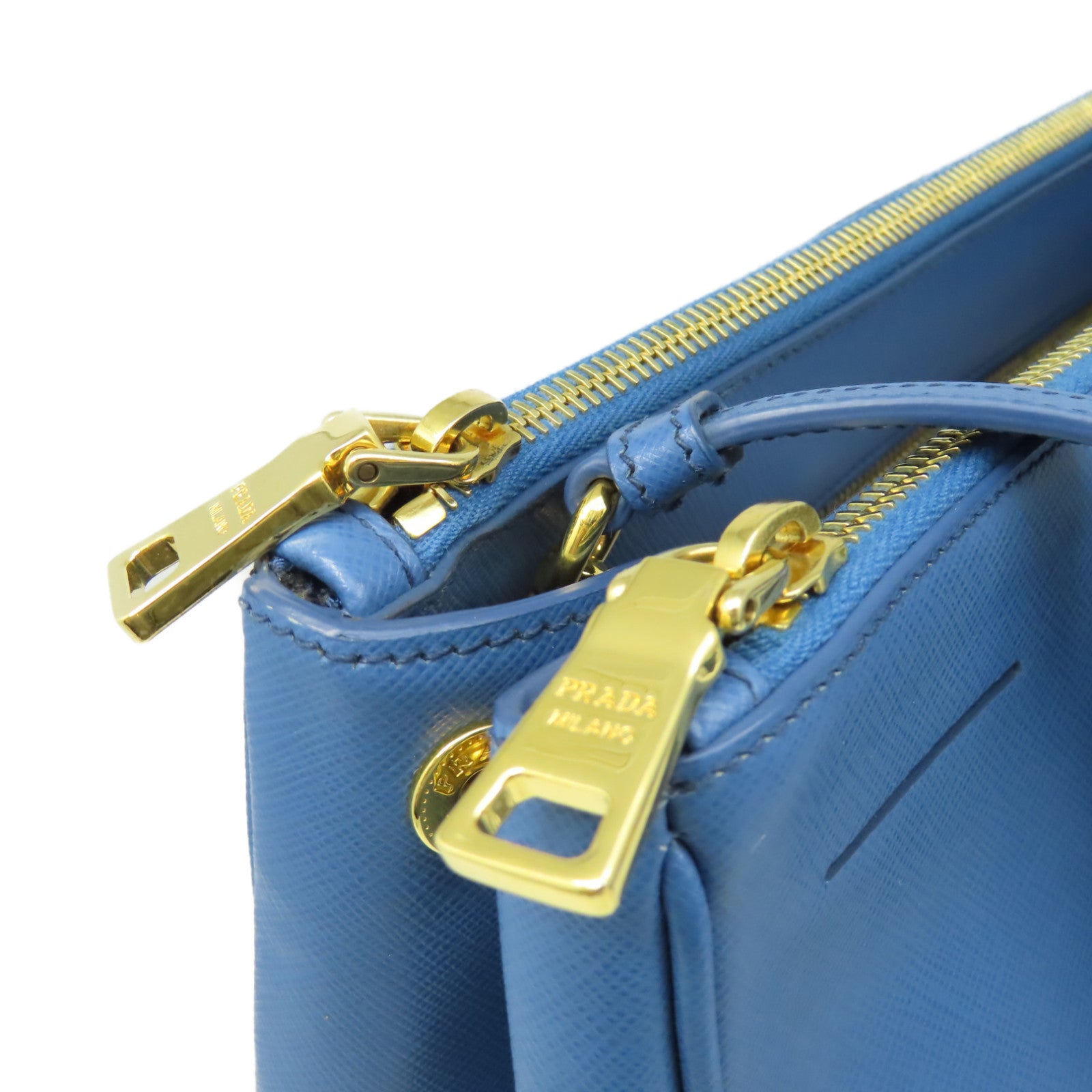 PRADA Saffiano Lux皮革Galleria 2Way Shoulder Bag金扣手挽肩背兩用袋藍色